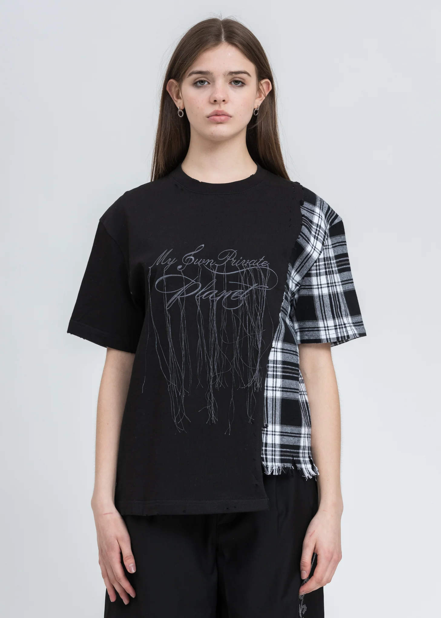 Black “My Own Private Planet” Panelled T-Shirt