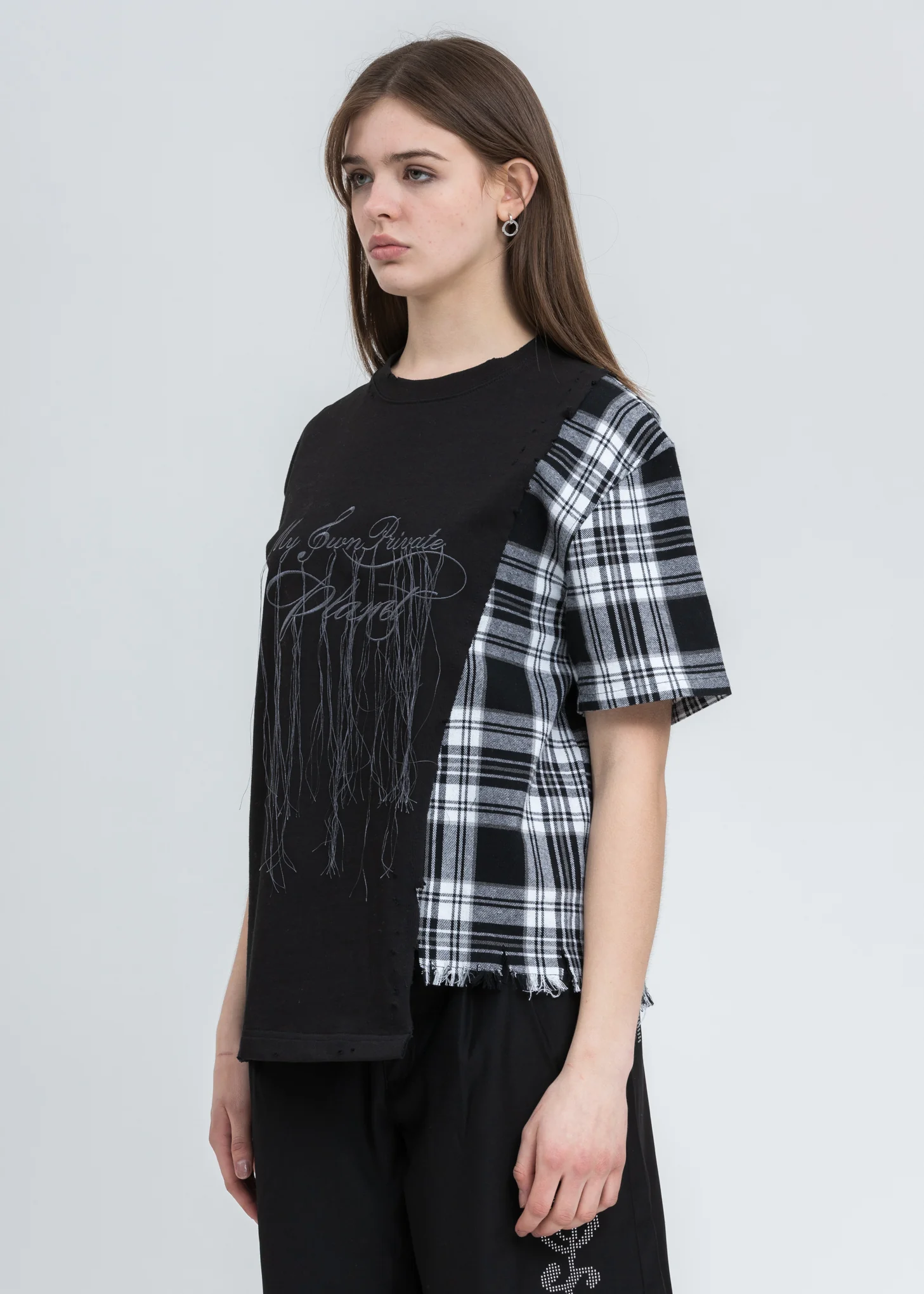 Black “My Own Private Planet” Panelled T-Shirt - Image 2