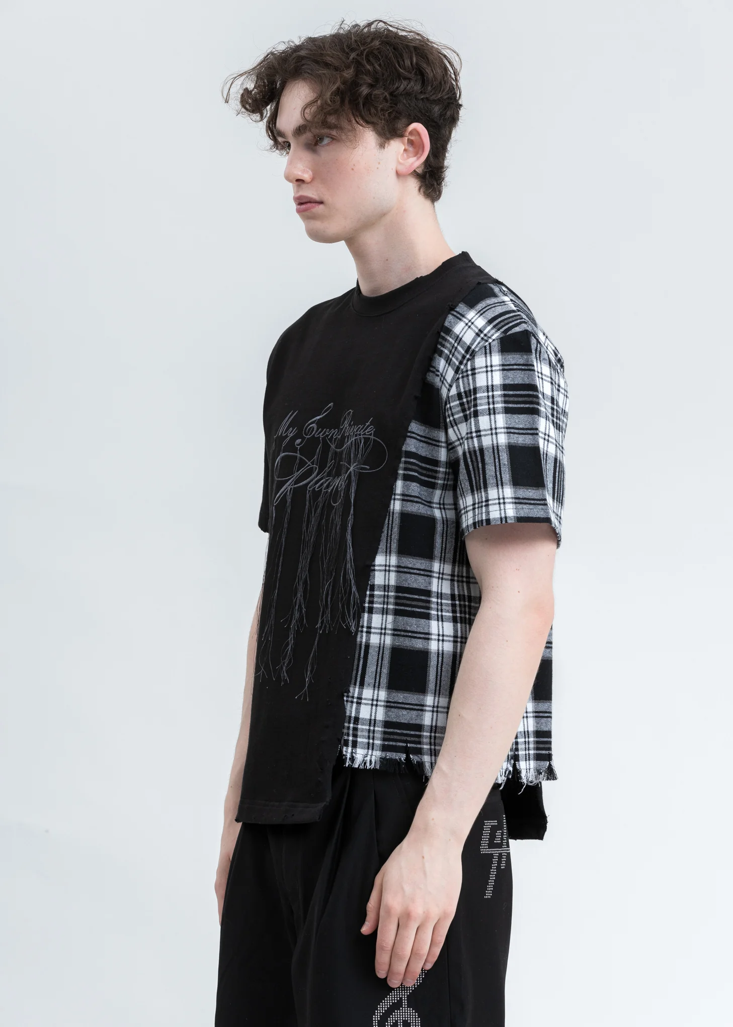 Black “My Own Private Planet” Panelled T-Shirt - Image 3
