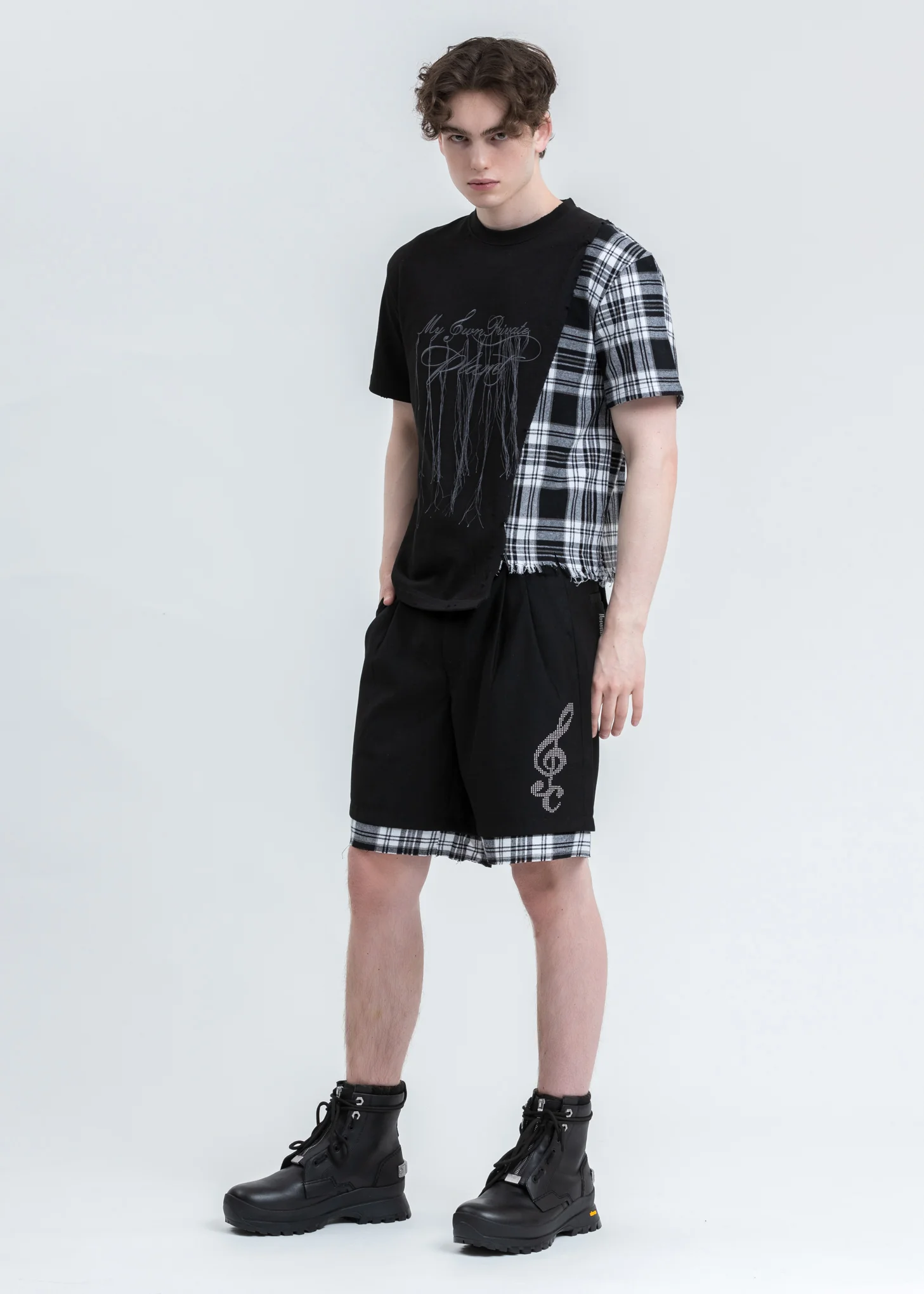 Black “My Own Private Planet” Panelled T-Shirt - Image 7