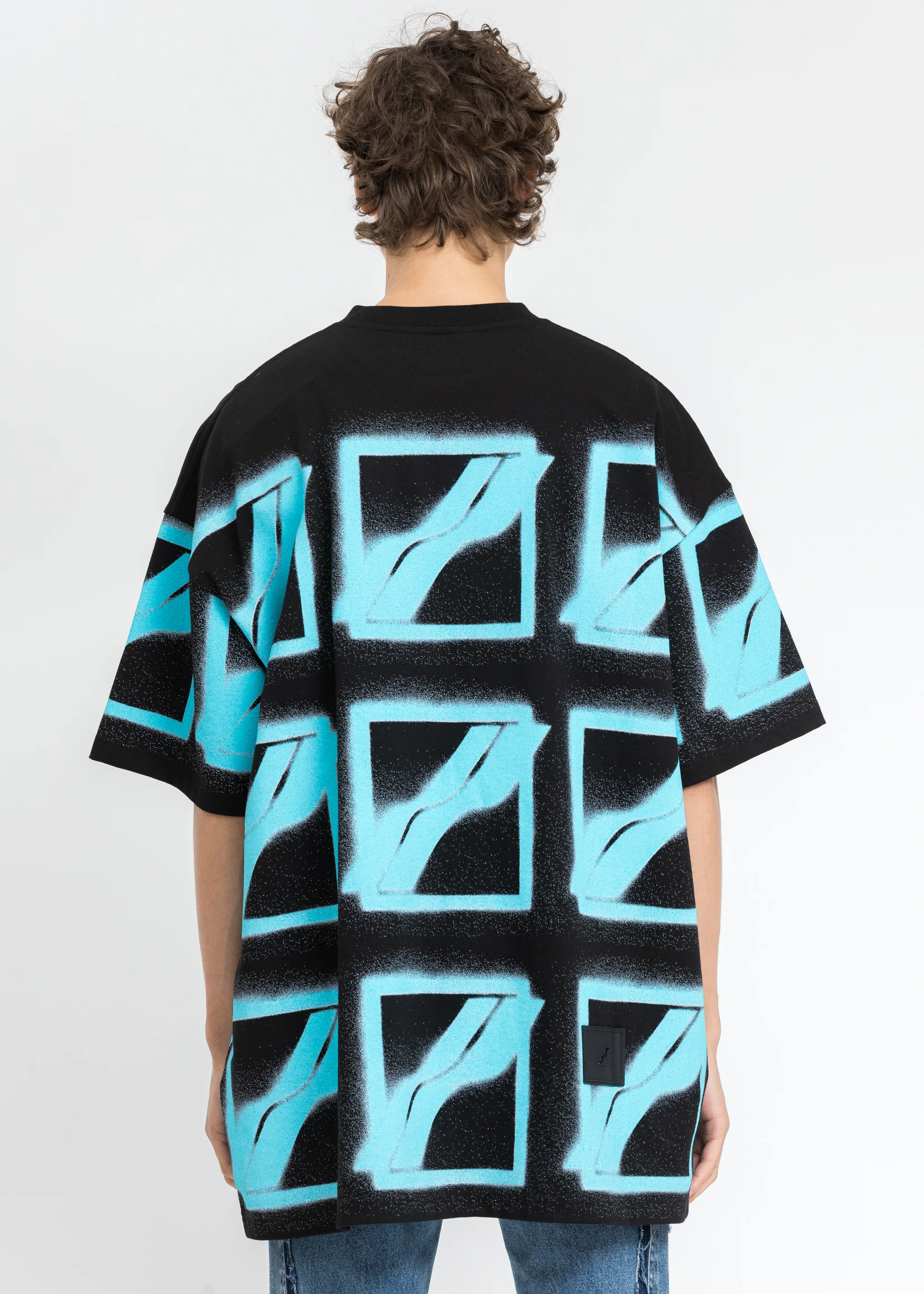 Black Neon Blue Logo T-Shirt - Image 3