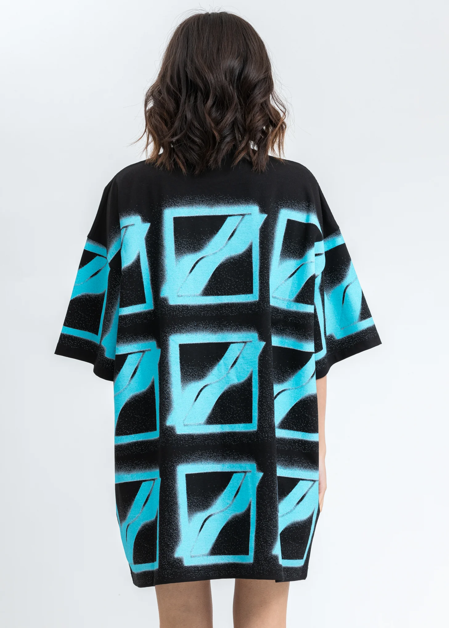 Black Neon Blue Logo T-Shirt - Image 2