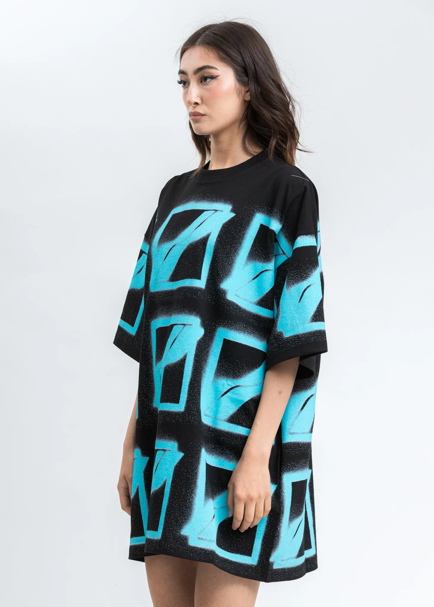 Black Neon Blue Logo T-Shirt - Image 3