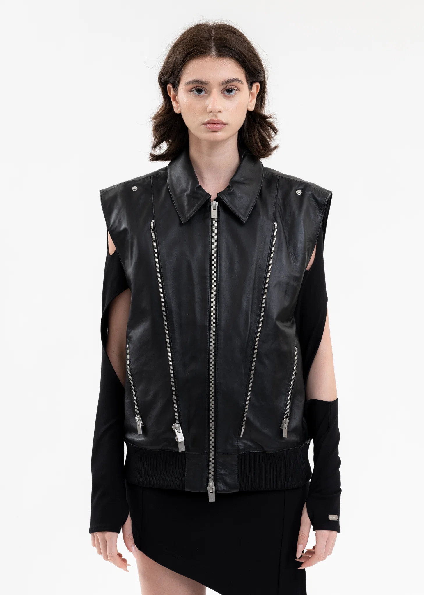 BLACK NIVEOUS LEATHER JACKET - Image 3