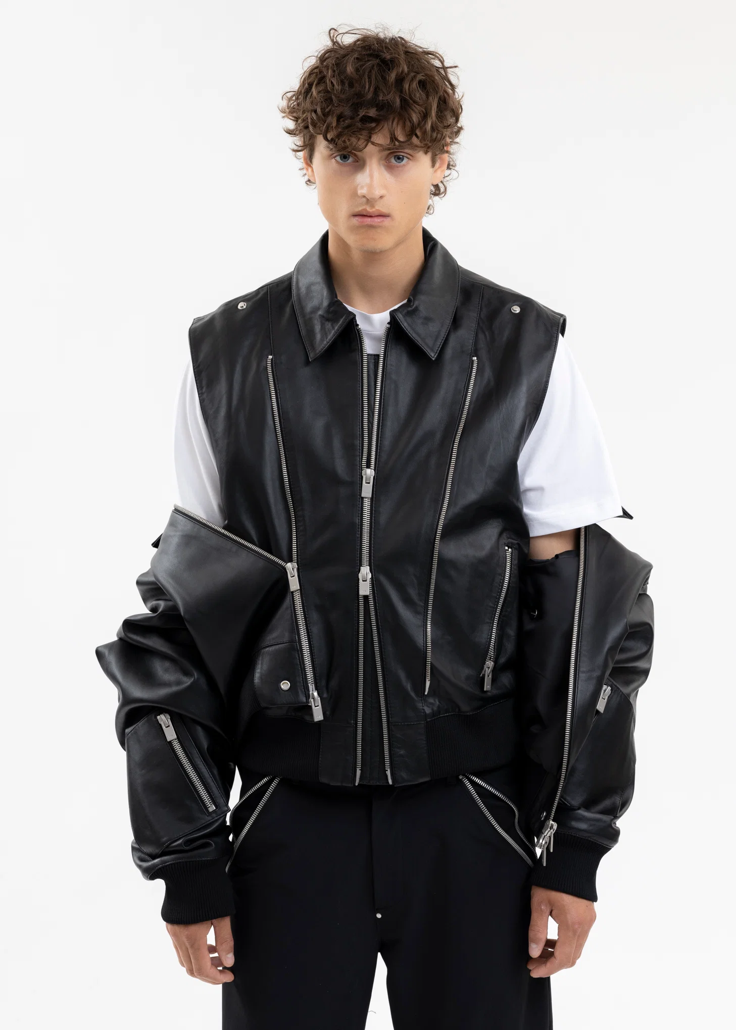 BLACK NIVEOUS LEATHER JACKET - Image 2