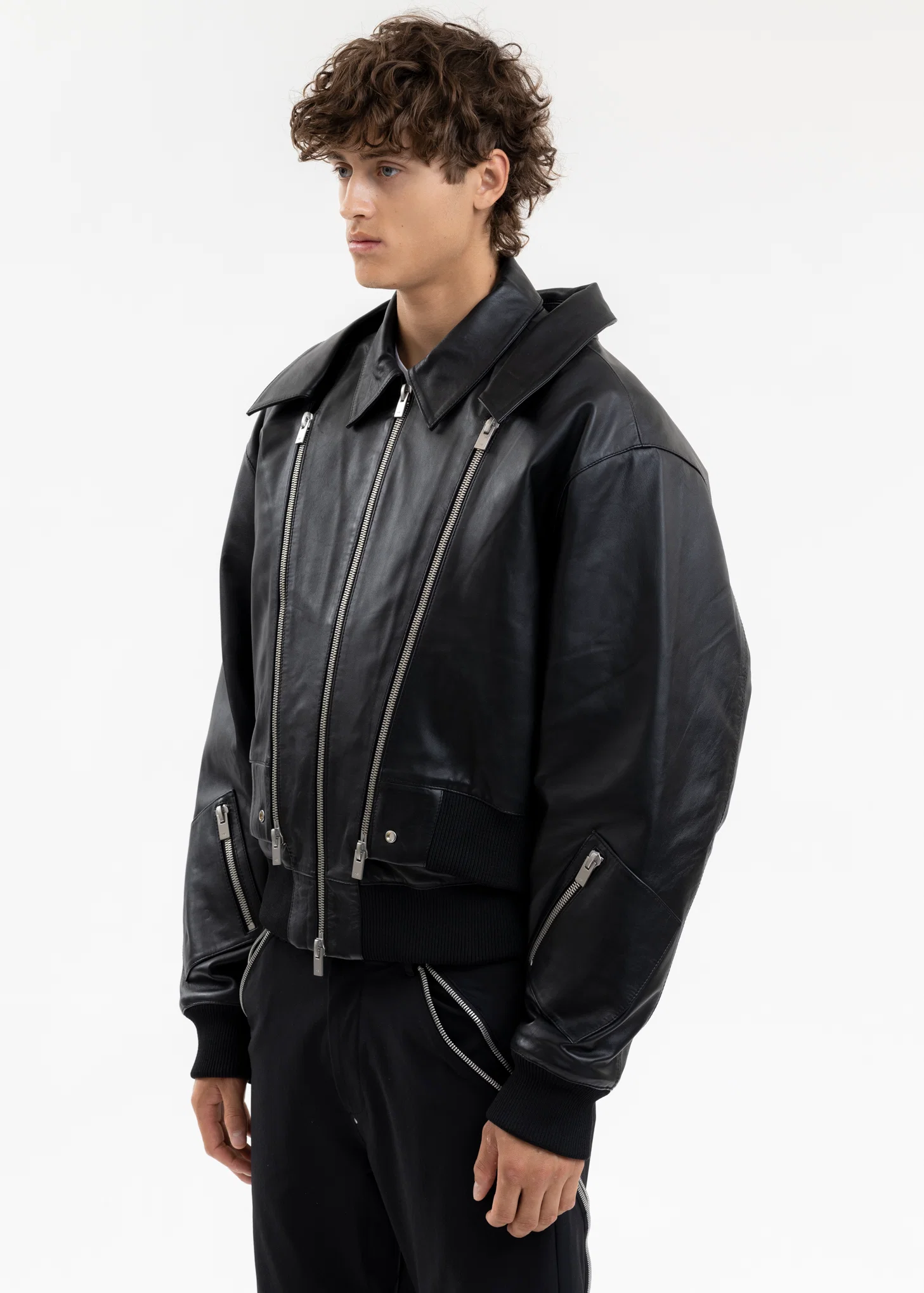 BLACK NIVEOUS LEATHER JACKET - Image 3