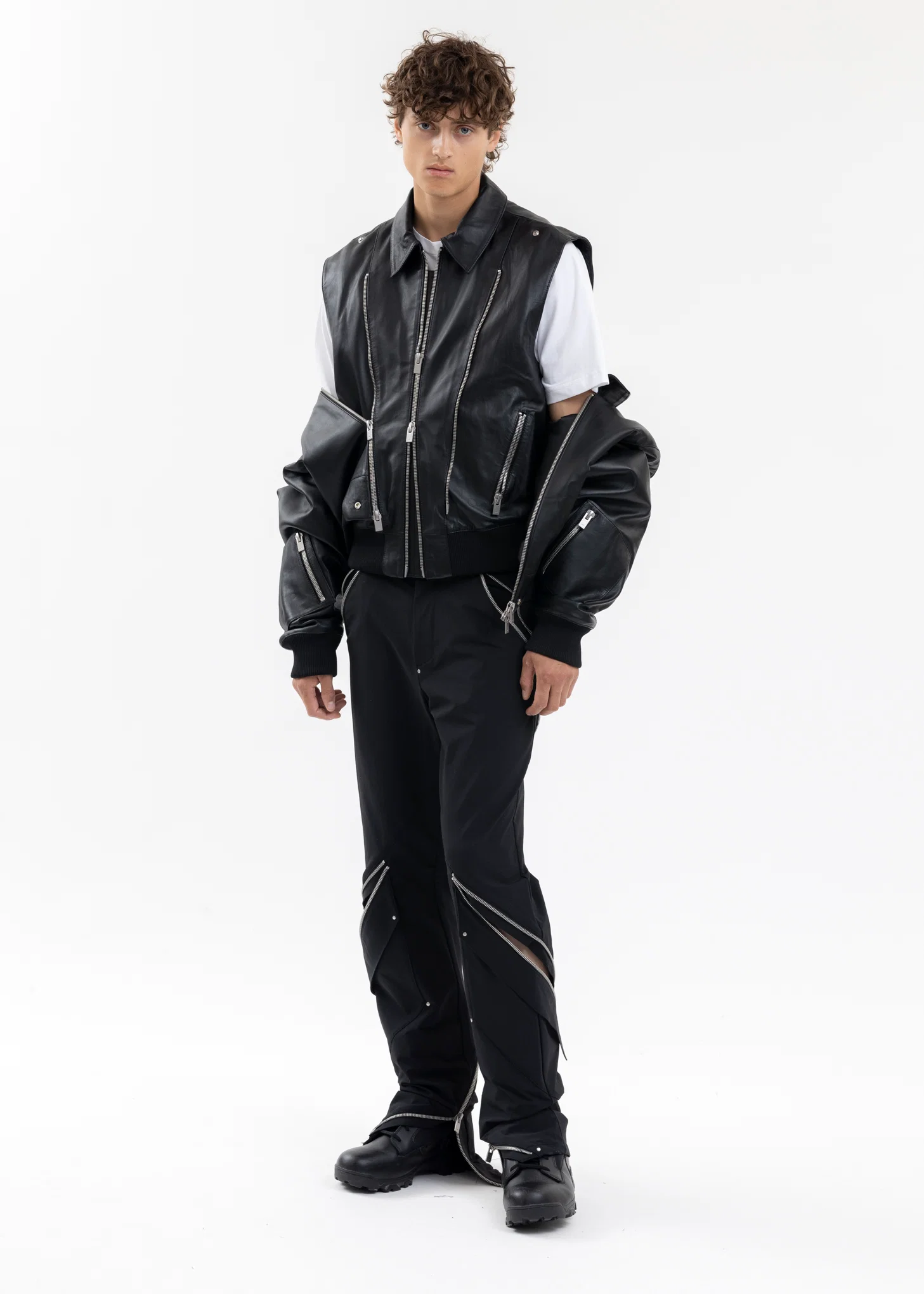 BLACK NIVEOUS LEATHER JACKET - Image 8