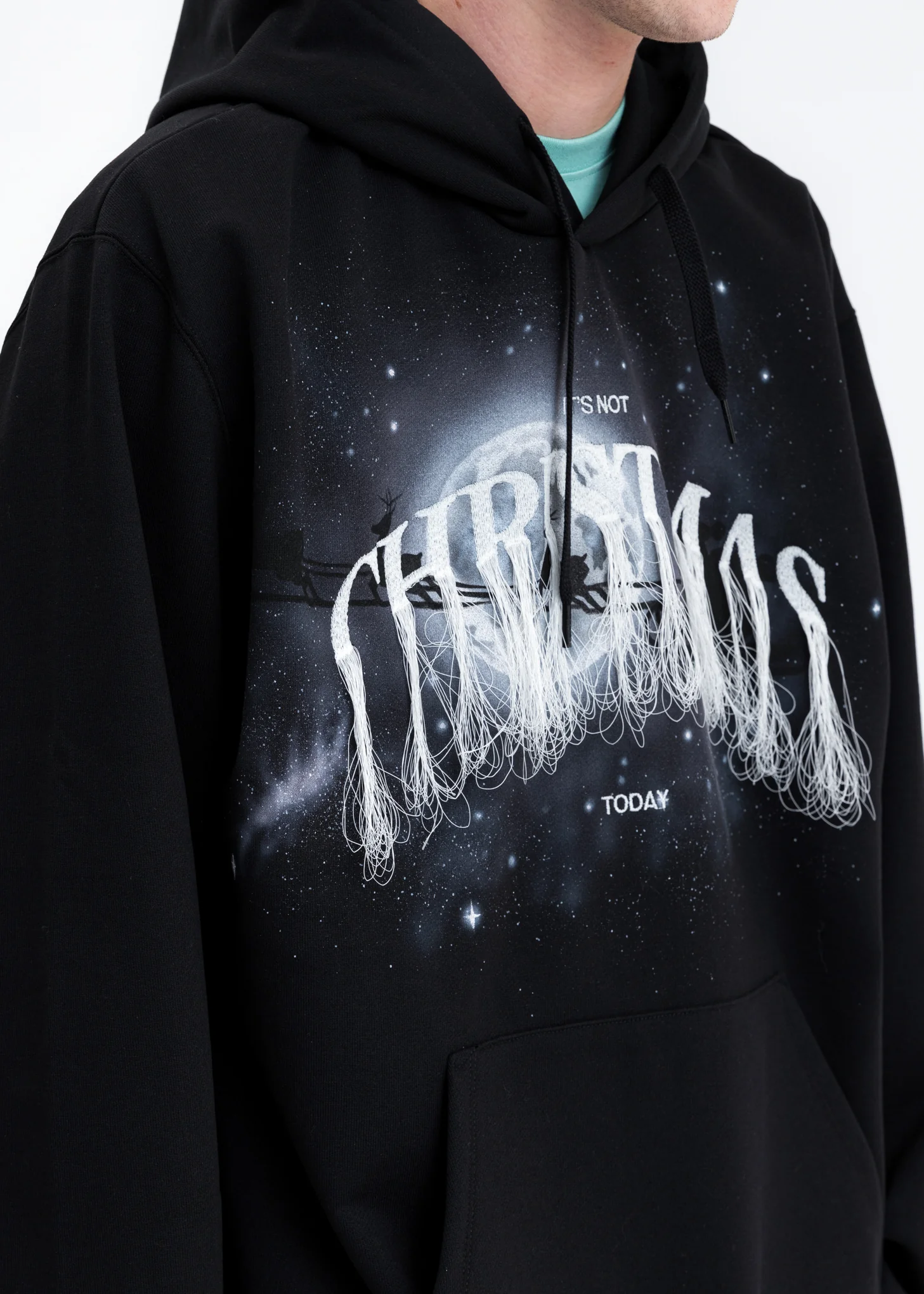 Black Not Christmas Embroidery Hoodie - Image 2