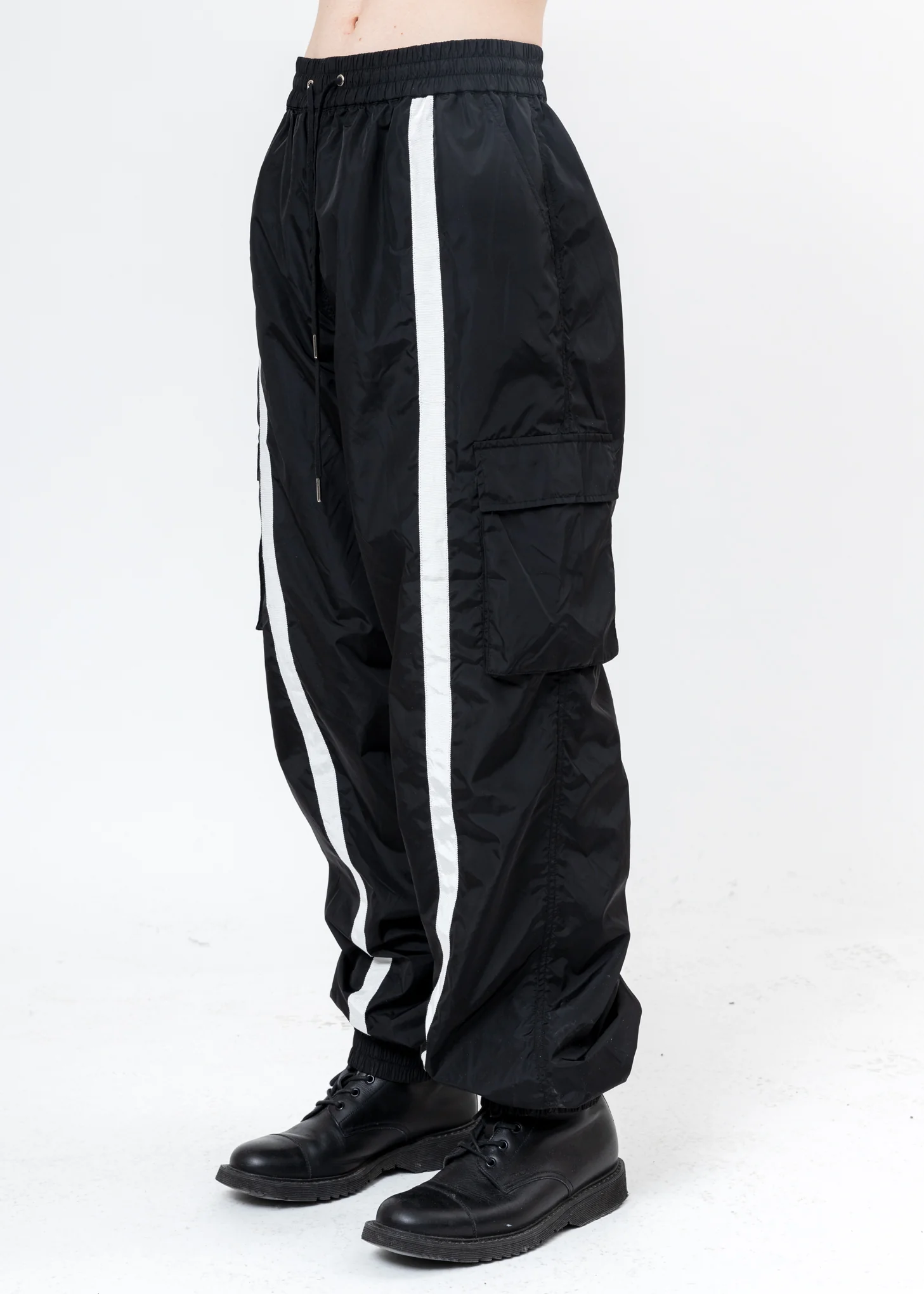 Black Nylon Trackpants - Image 2