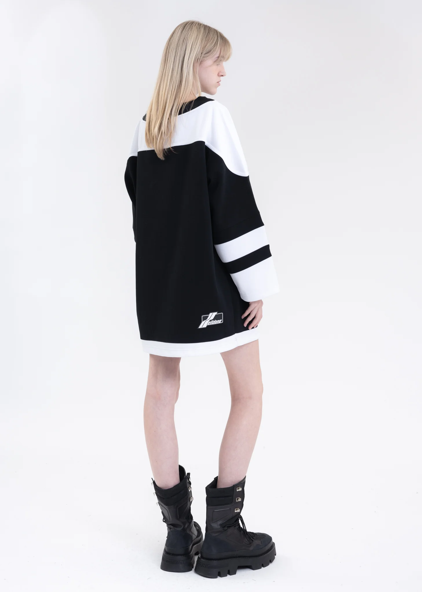 BLACK OFF SHOULDER RUGBY DRESS - Image 2