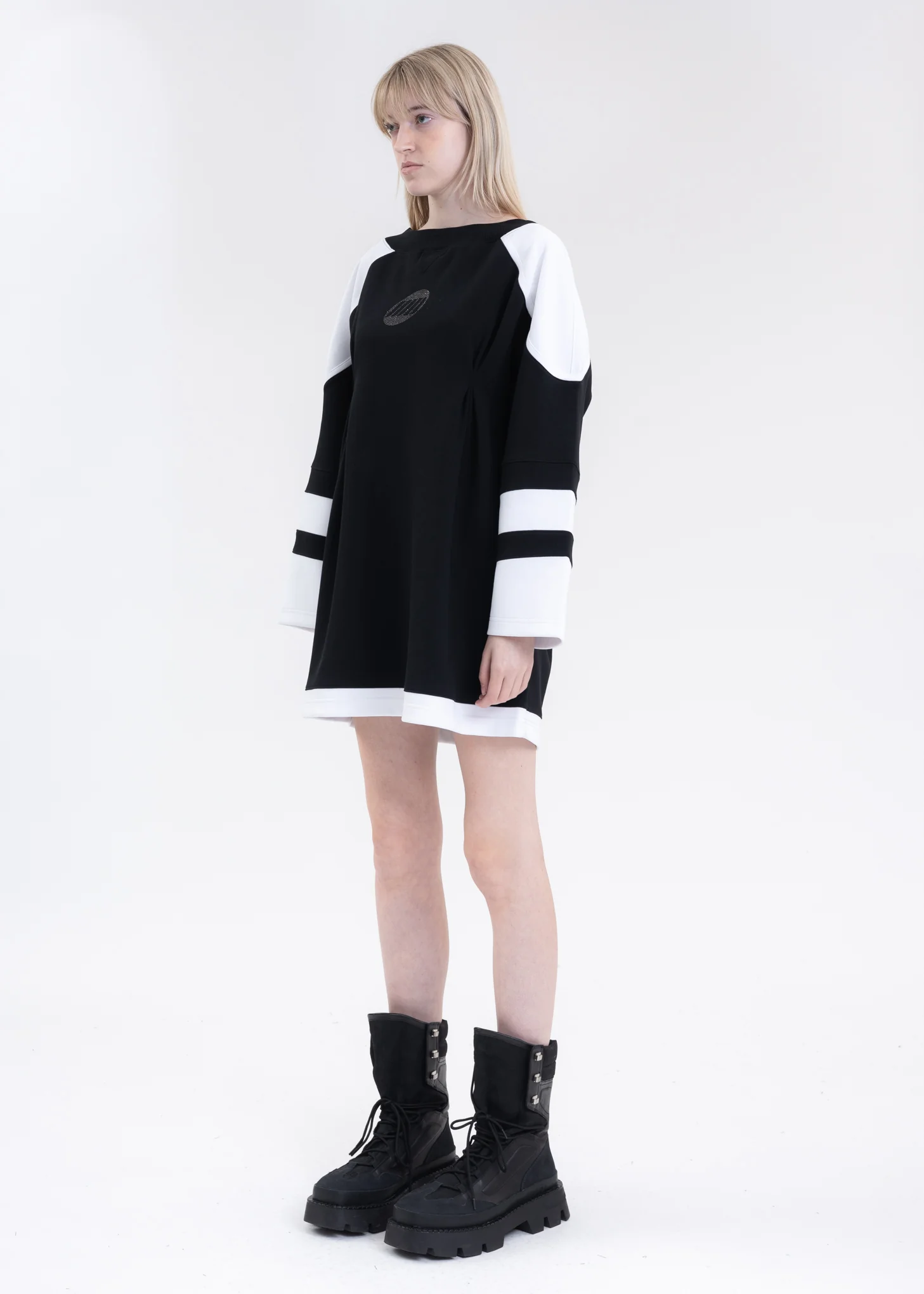 BLACK OFF SHOULDER RUGBY DRESS - Image 3