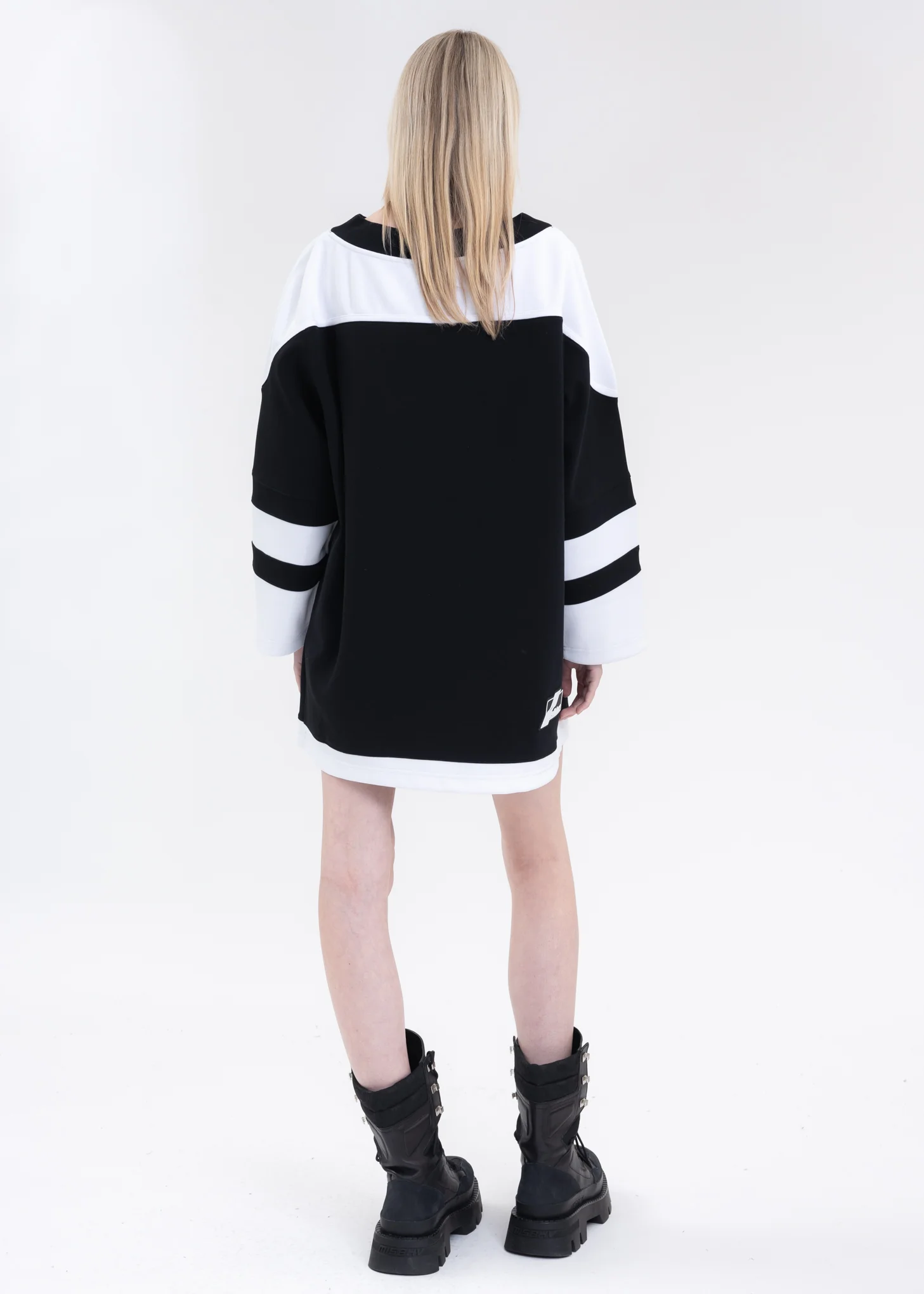BLACK OFF SHOULDER RUGBY DRESS - Image 4