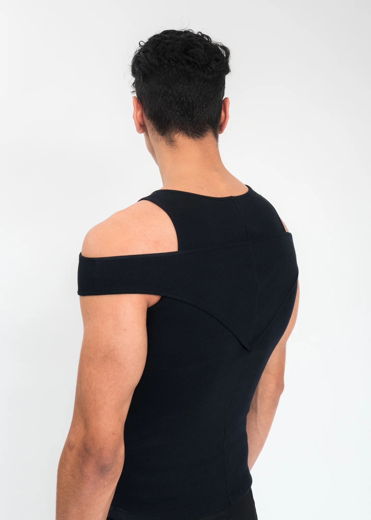 Black Off Shoulder Tank Top - Image 2