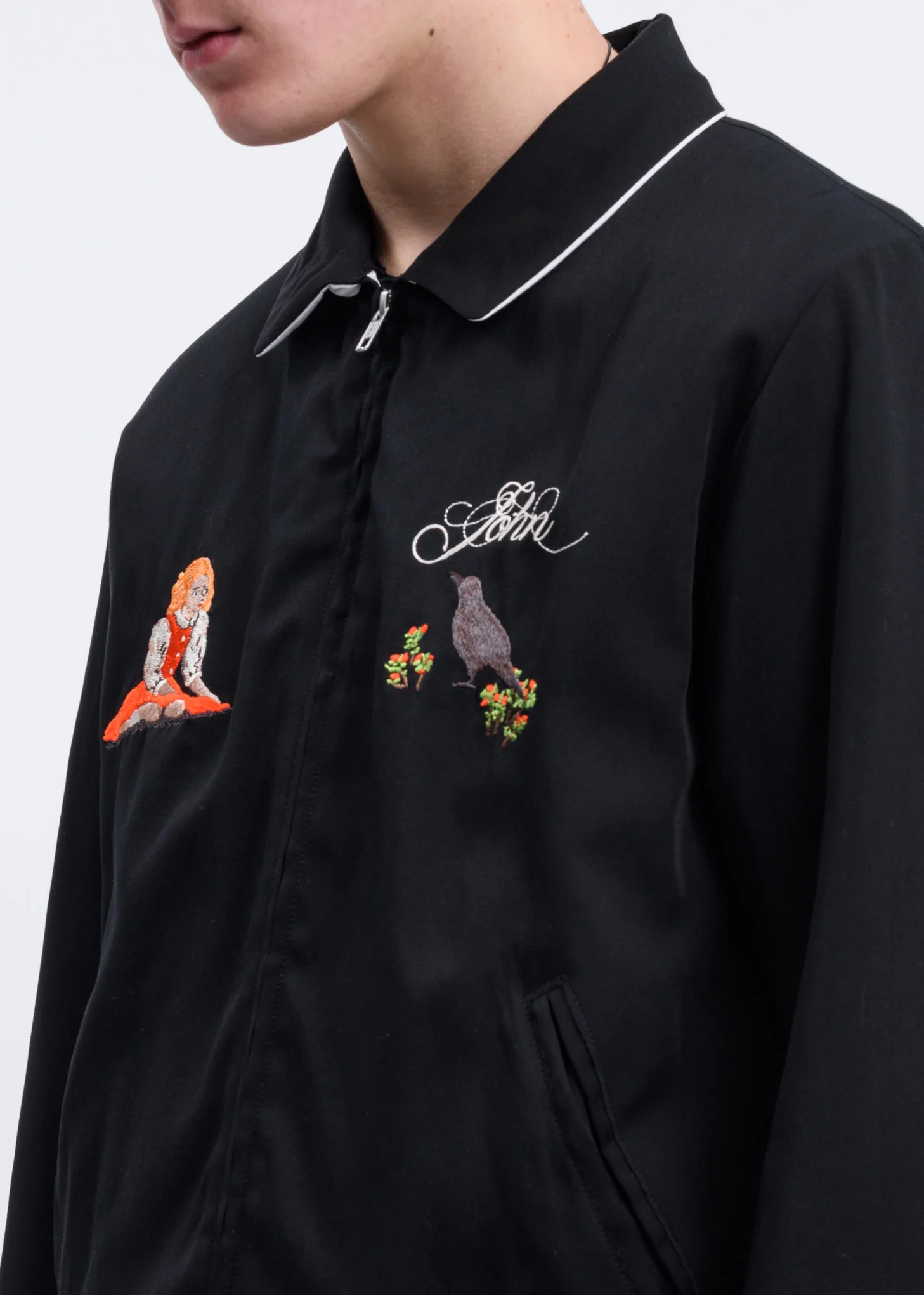 Black Yuji Okamoto Graphic Embroidery Jacket - Image 5