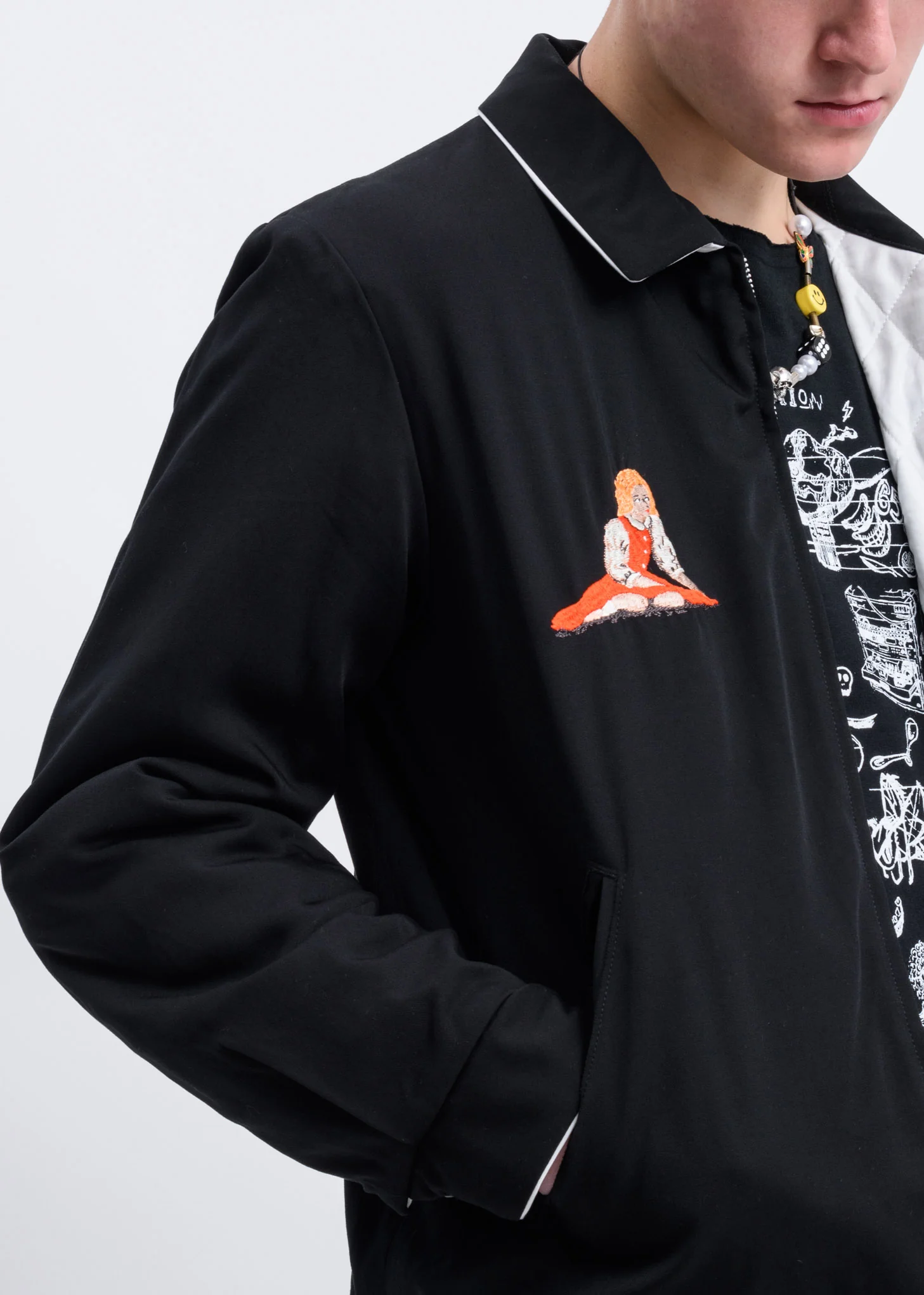 Black Yuji Okamoto Graphic Embroidery Jacket - Image 6