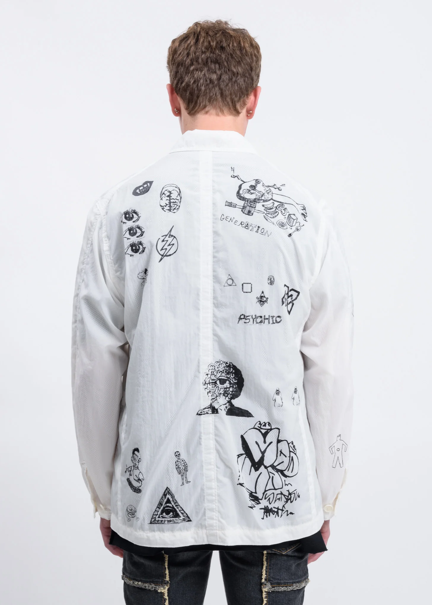 White Yuji Okamoto Graphic Print Jacket - Image 5