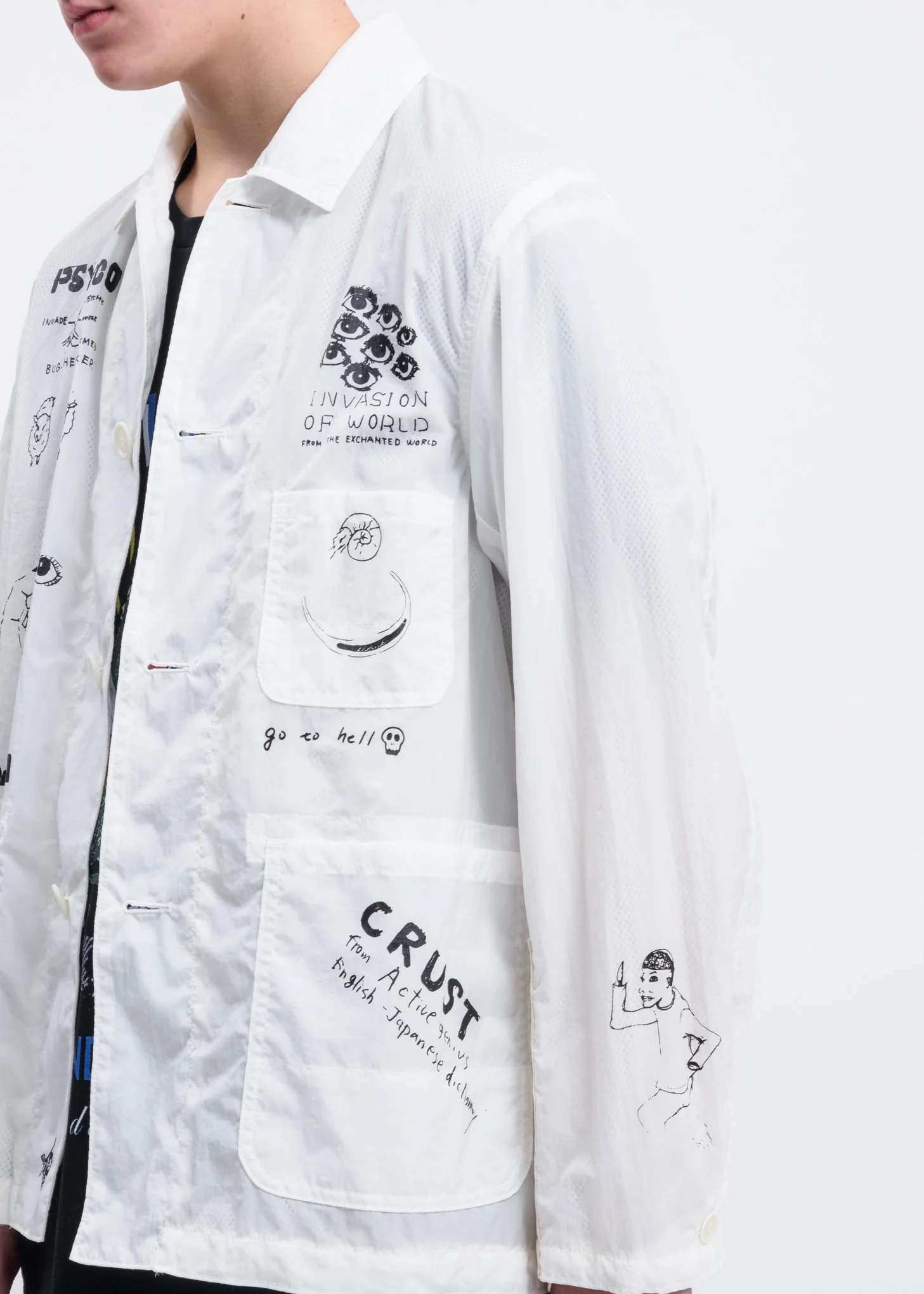 White Yuji Okamoto Graphic Print Jacket - Image 8