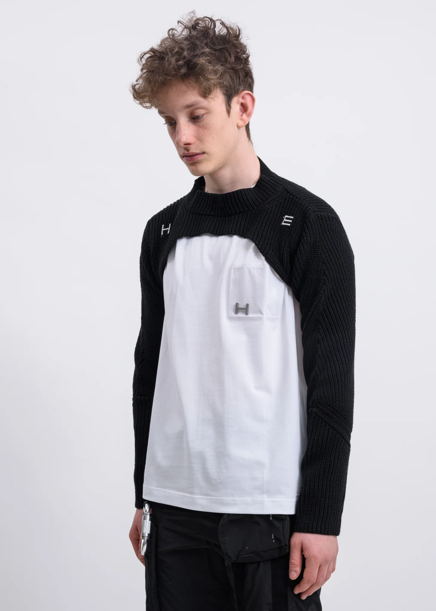 Black Open Bust Cropped Sweater
