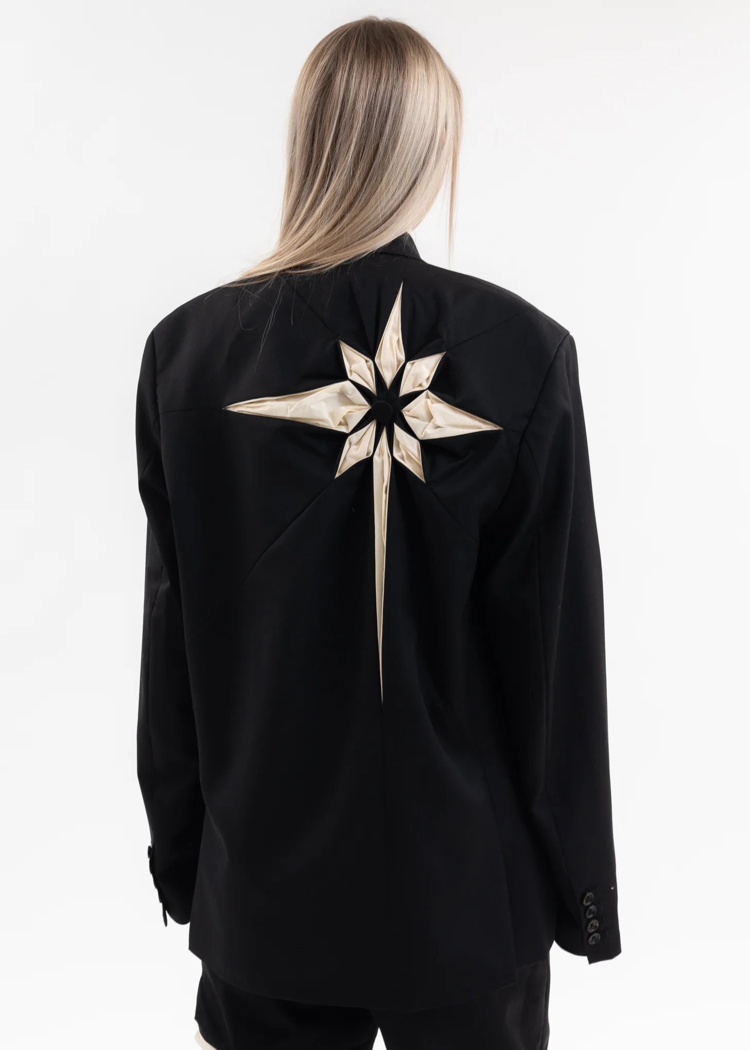 BLACK ORIGAMI FLOWER BLAZER - Image 3