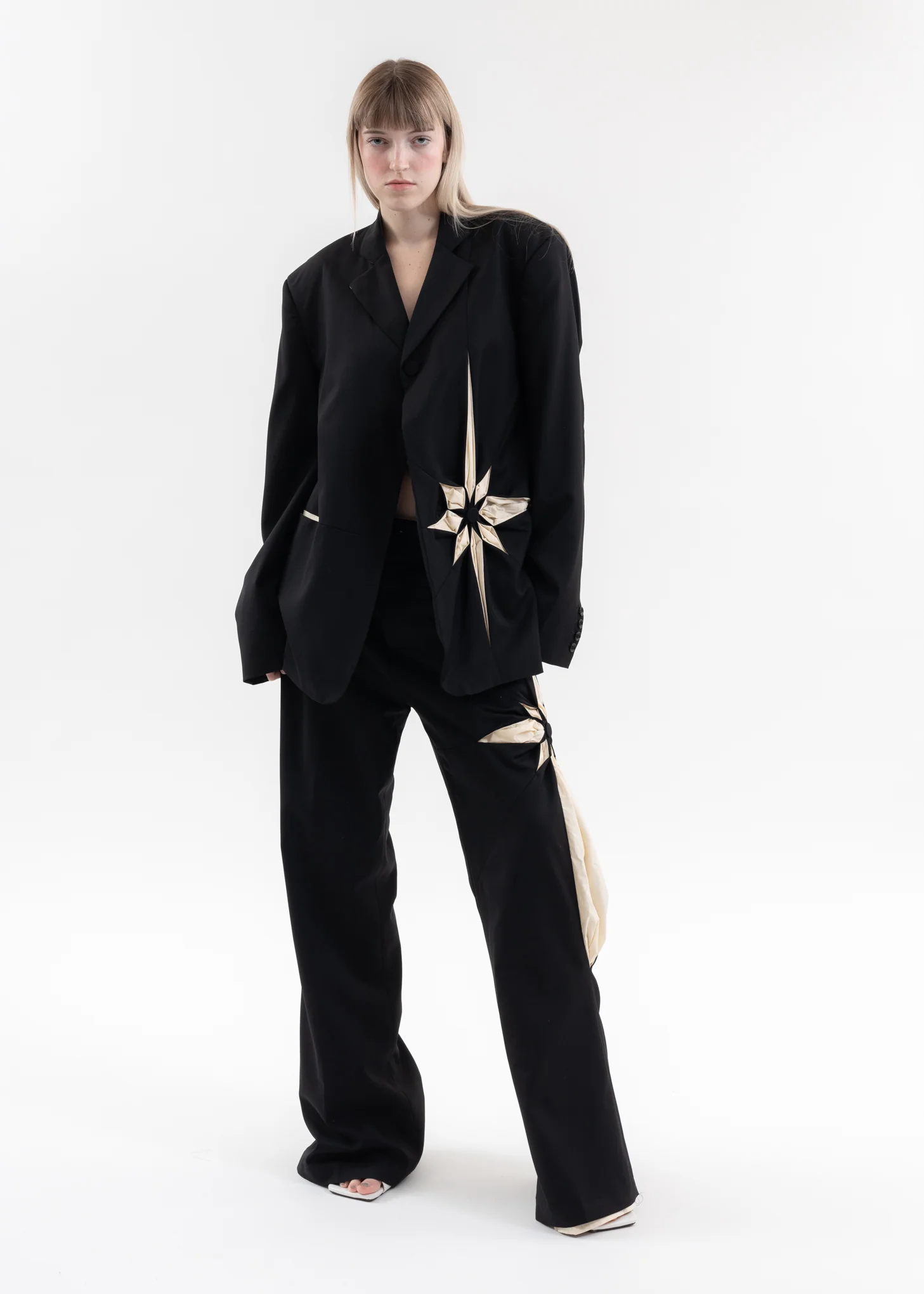 BLACK ORIGAMI FLOWER BLAZER - Image 5