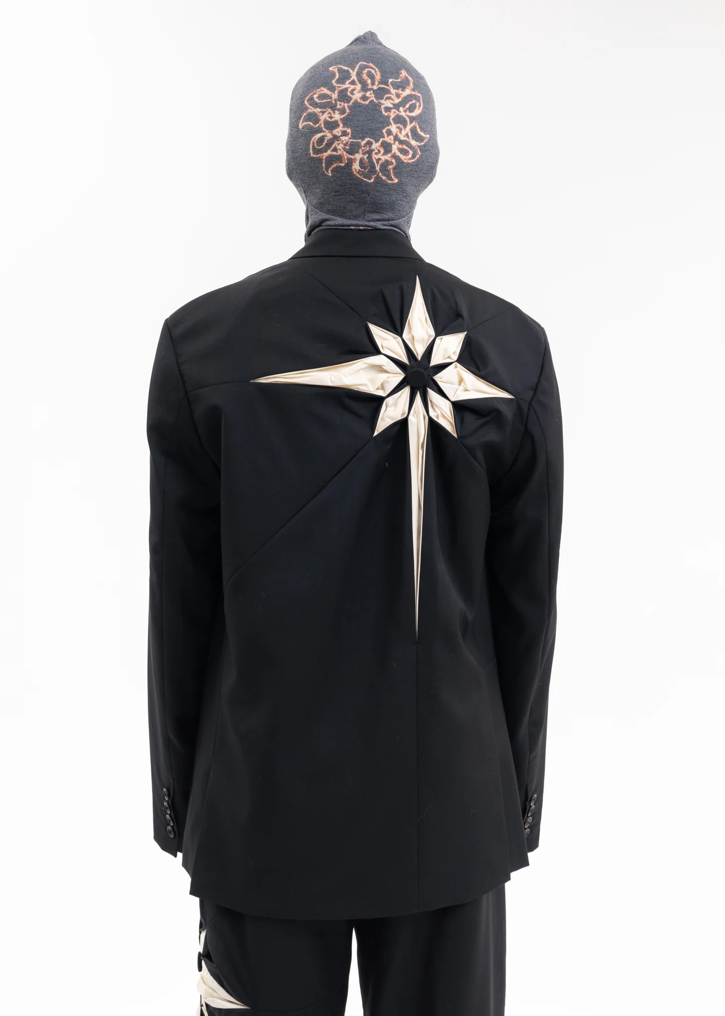 BLACK ORIGAMI FLOWER BLAZER - Image 2