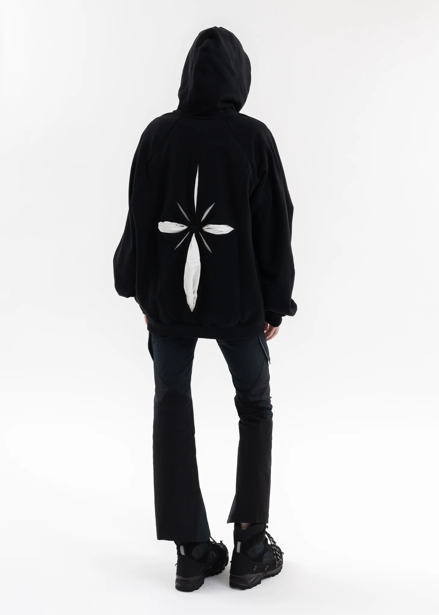 BLACK ORIGAMI FLOWER HOODIE - Image 5