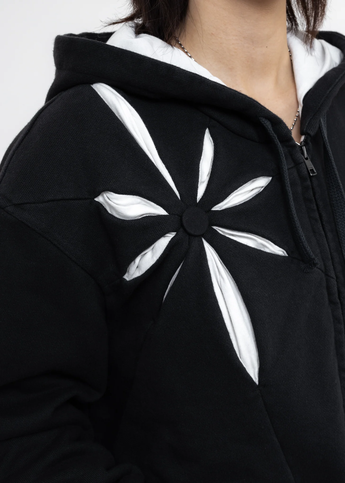 Black Origami Zip Up Hoodie - Image 6
