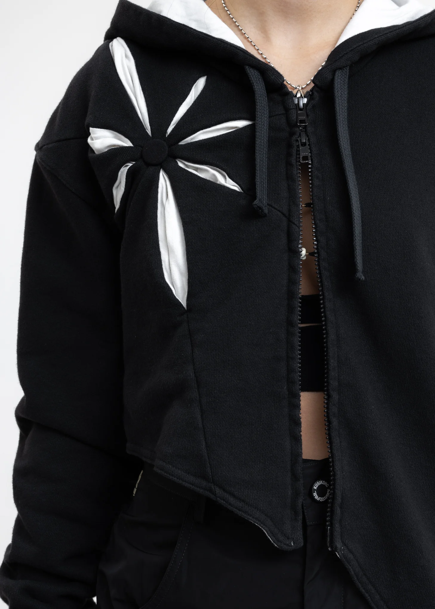 Black Origami Zip Up Hoodie - Image 7