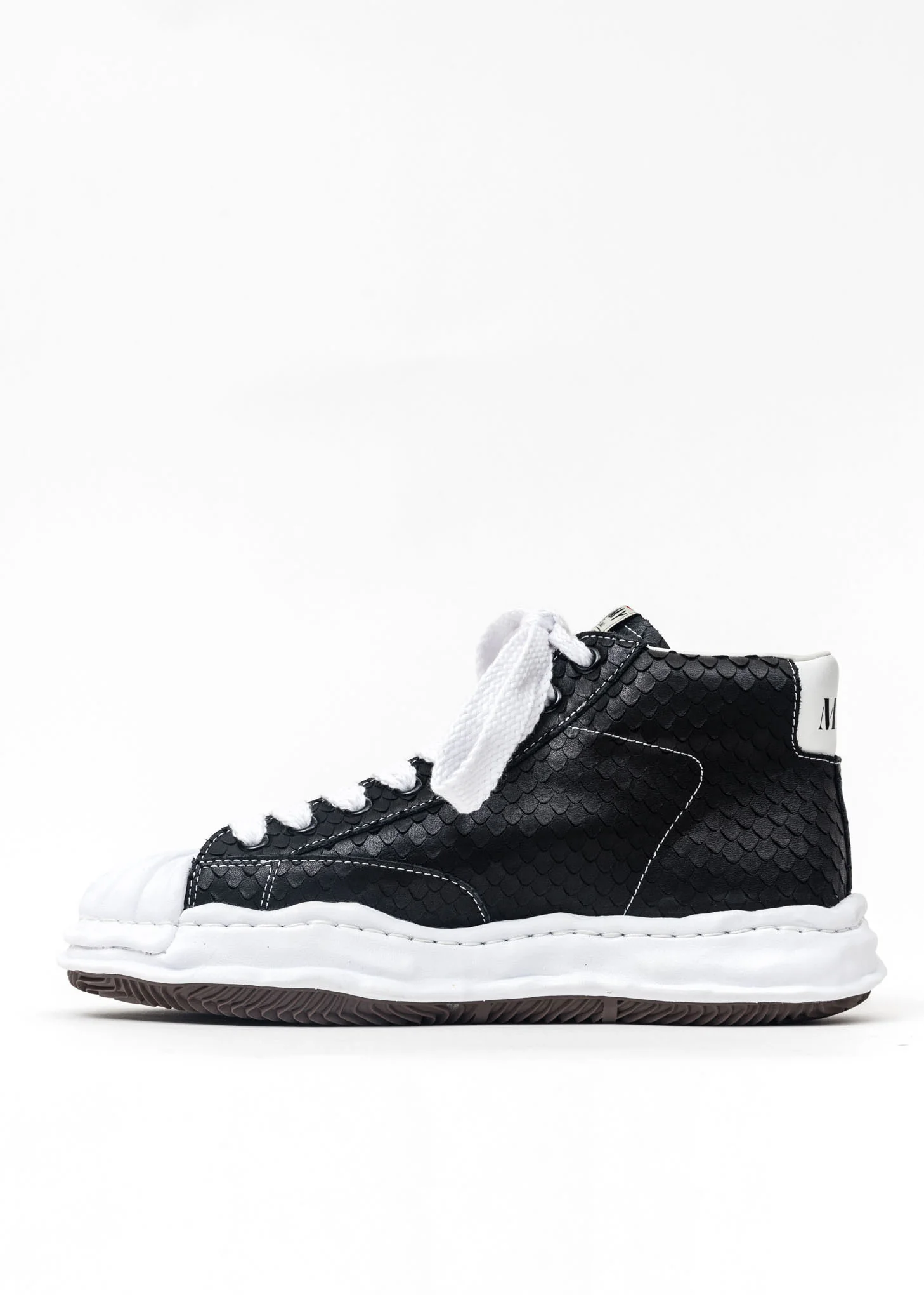 Black Original Shell Toe Sole Leather Hightop Sneaker (Python) - Image 4