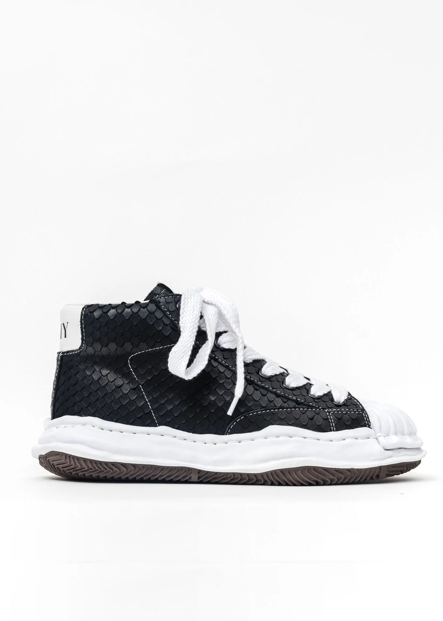 Black Original Shell Toe Sole Leather Hightop Sneaker (Python) - Image 5