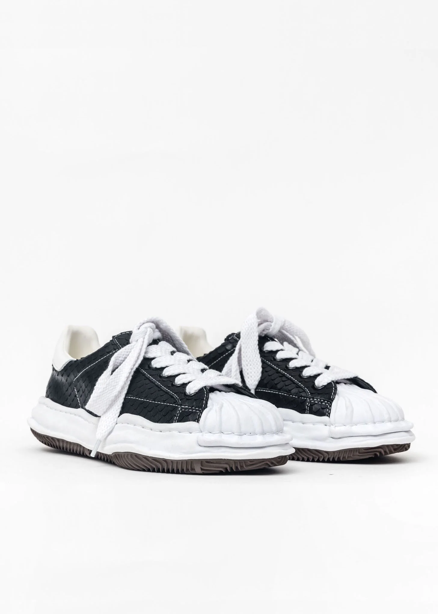 Black Original Shell Toe Sole Leather Lowtop Sneaker (Python)