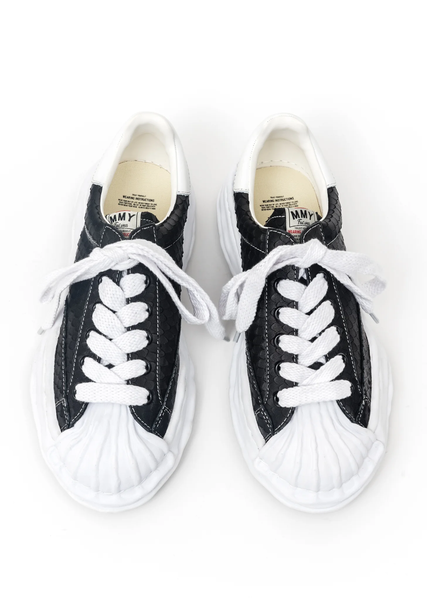 Black Original Shell Toe Sole Leather Lowtop Sneaker (Python) - Image 3