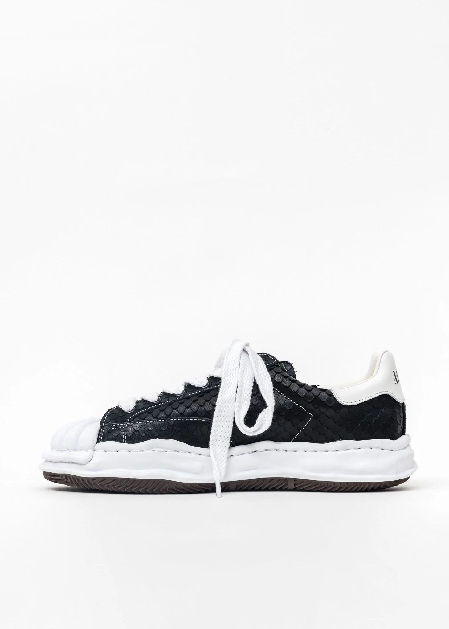 Black Original Shell Toe Sole Leather Lowtop Sneaker (Python) - Image 4