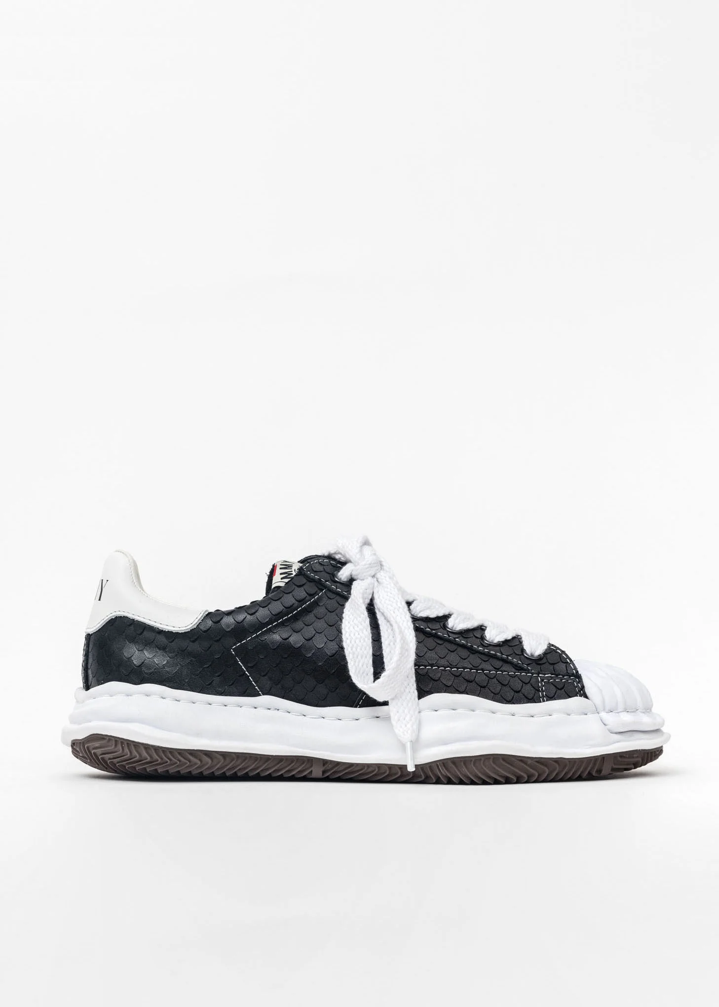 Black Original Shell Toe Sole Leather Lowtop Sneaker (Python) - Image 5