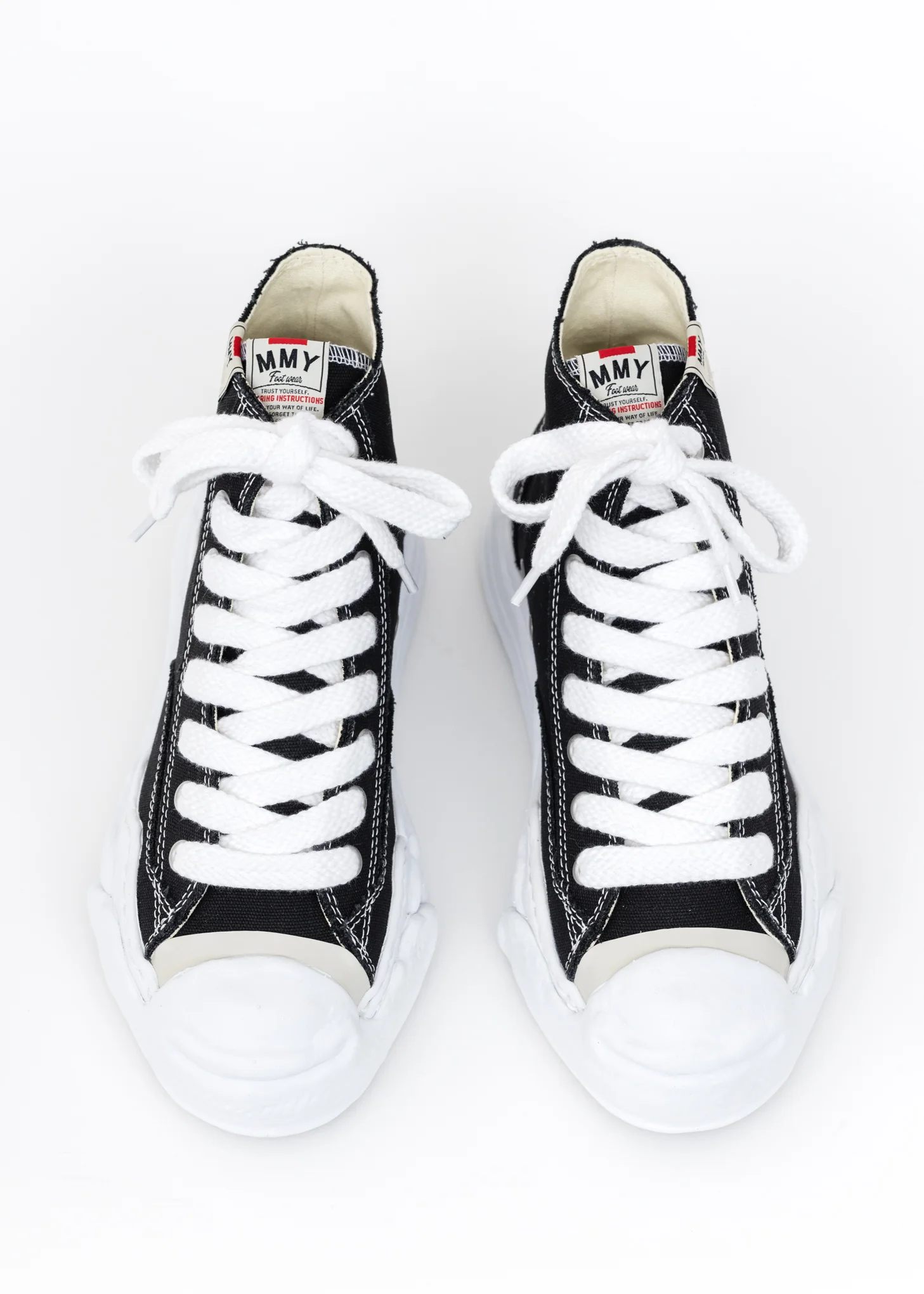 Black Original Sole Toe Cap Canvas Hicut Sneaker - Image 2