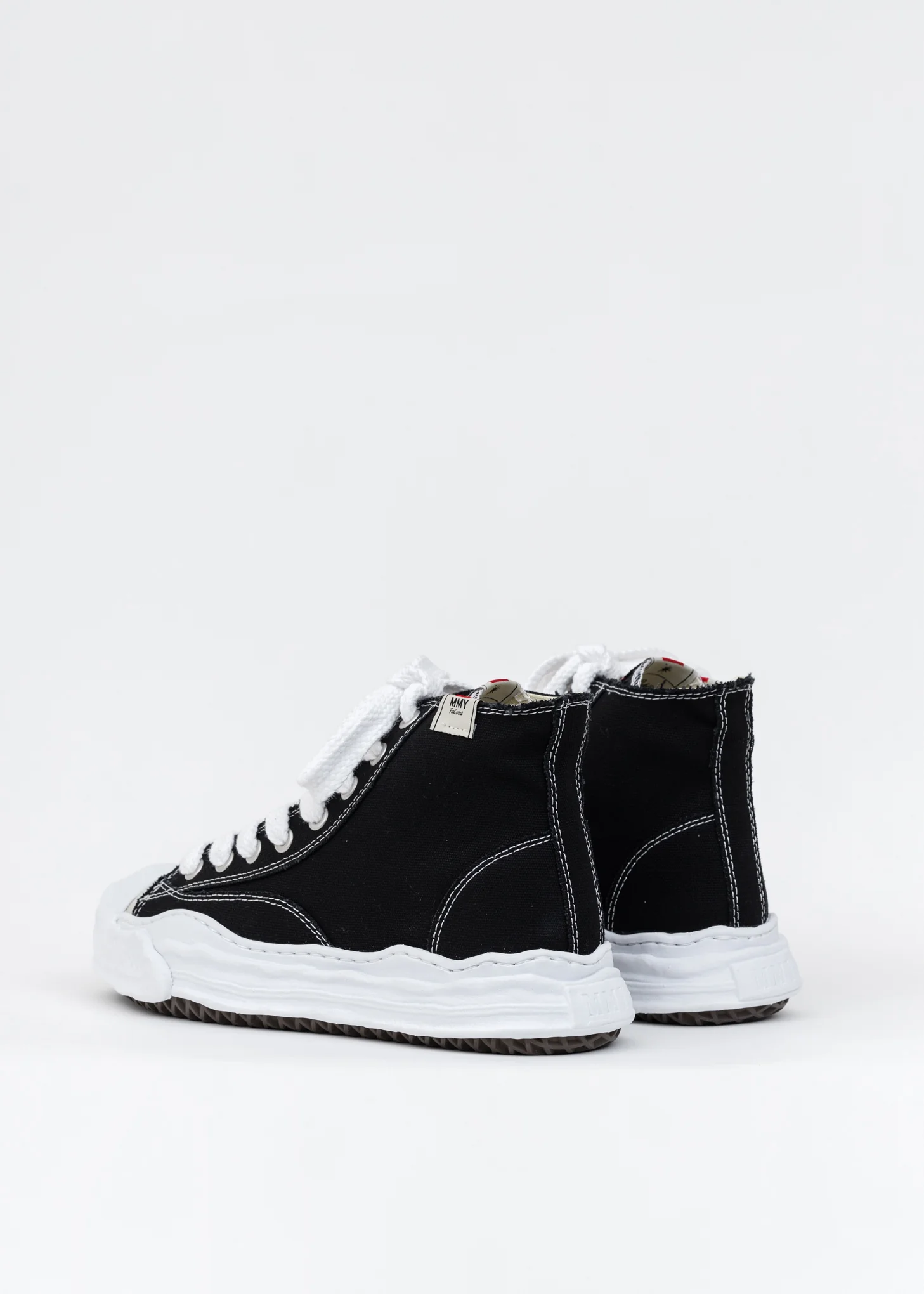 Black Original Sole Toe Cap Canvas Hicut Sneaker - Image 5
