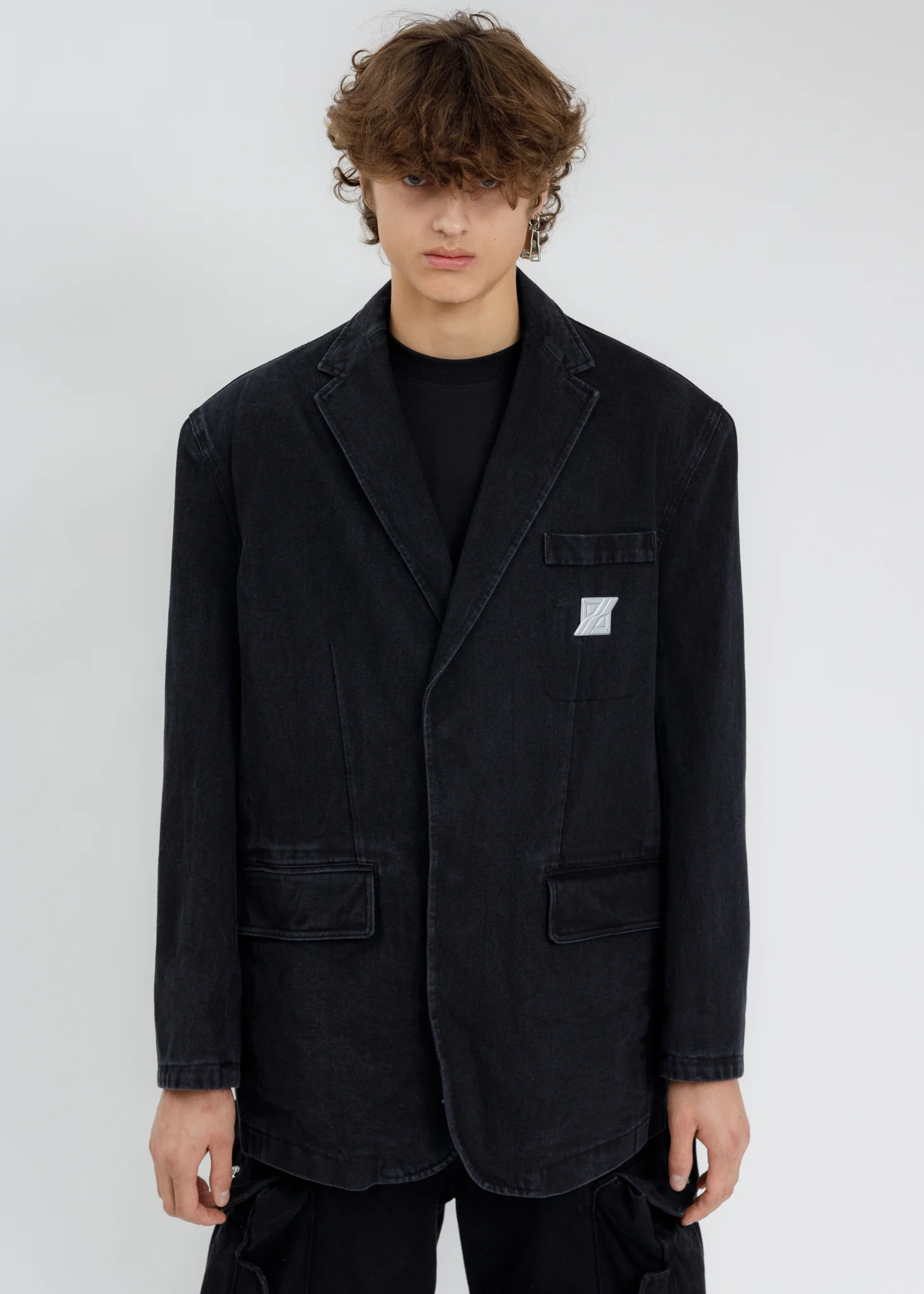Black Over Sized Washed Denim Blazer