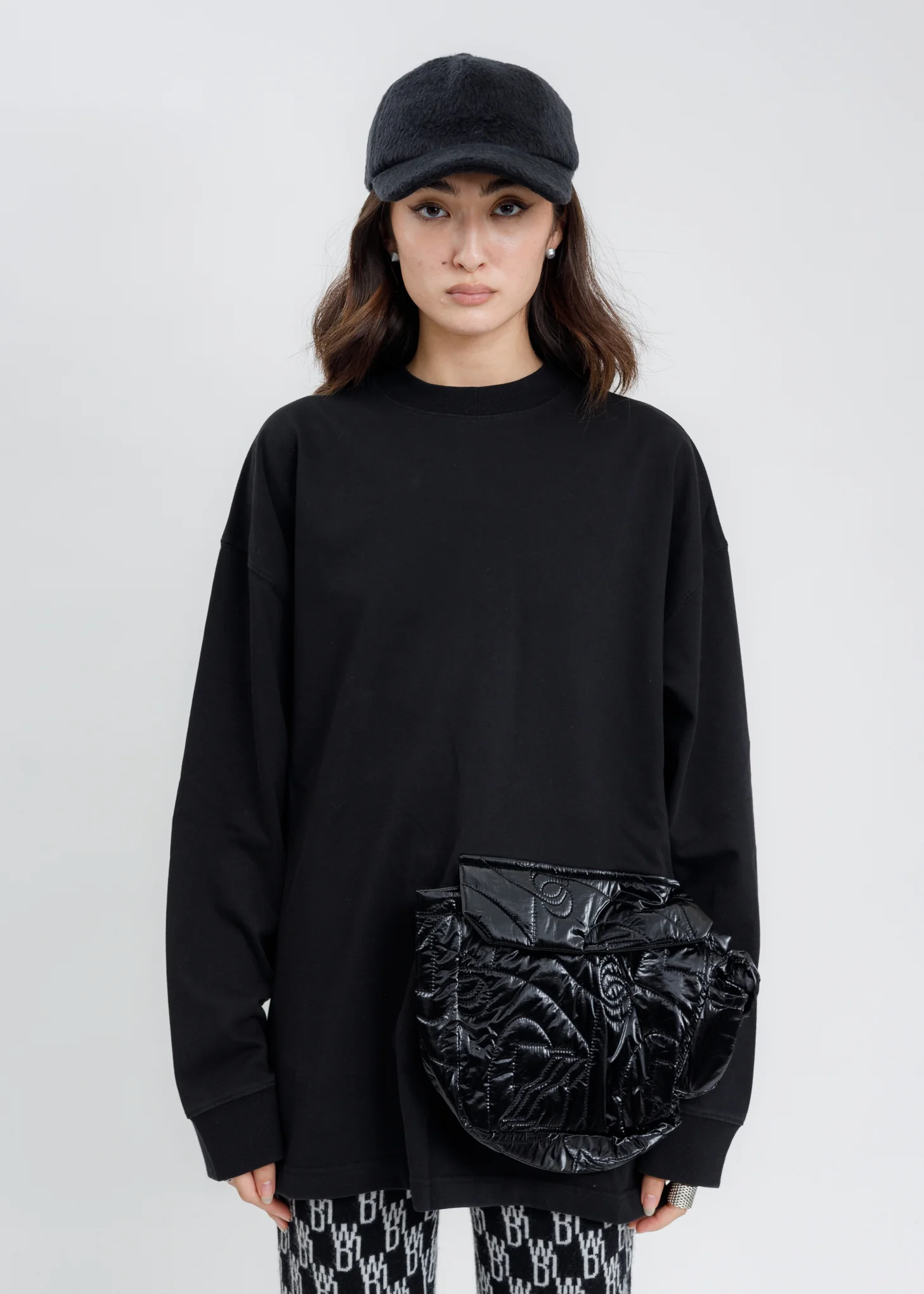 Black Oversize Cargo Pocket Long Sleeves