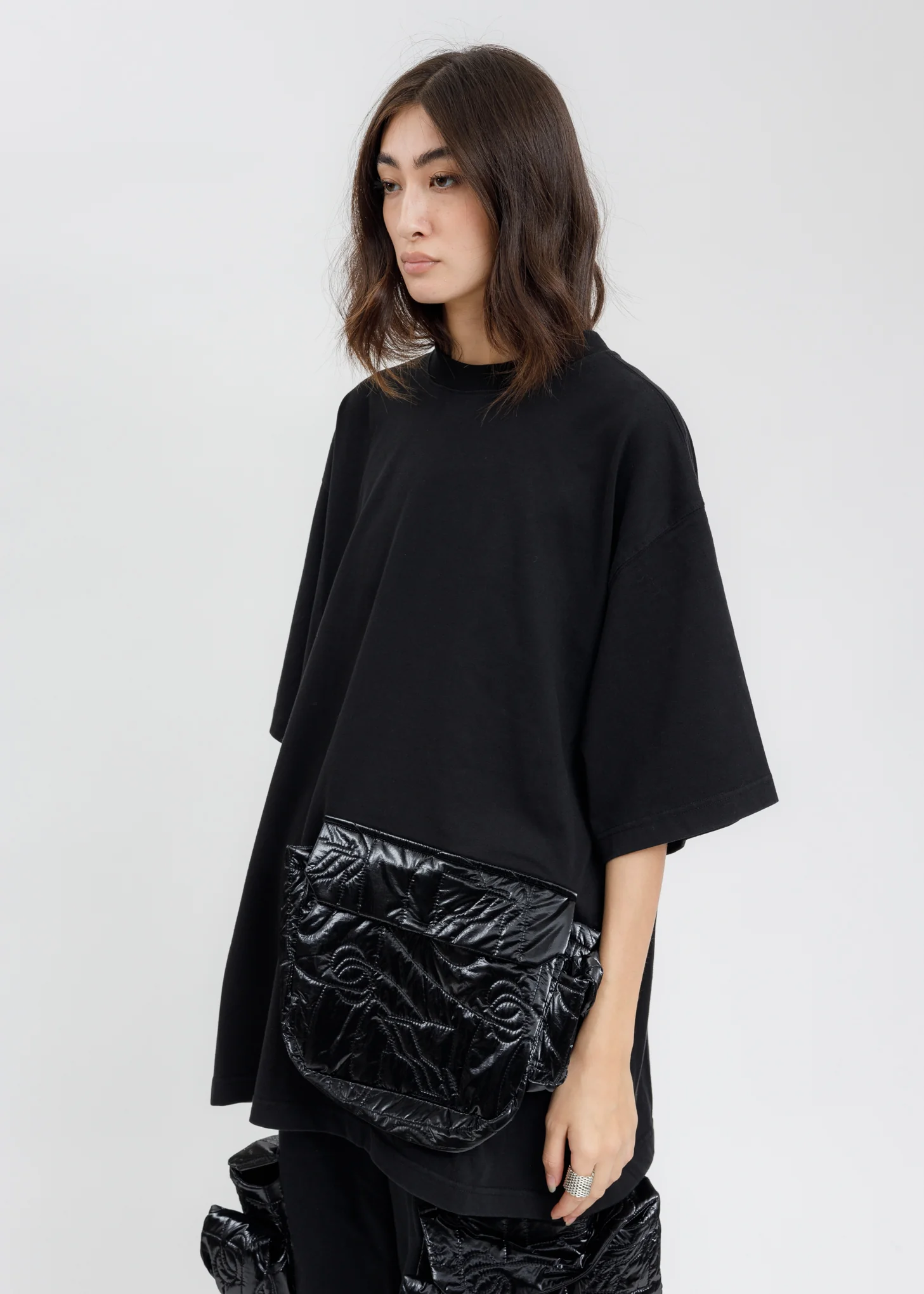 Black Oversize Cargo Pocket T-Shirt - Image 3