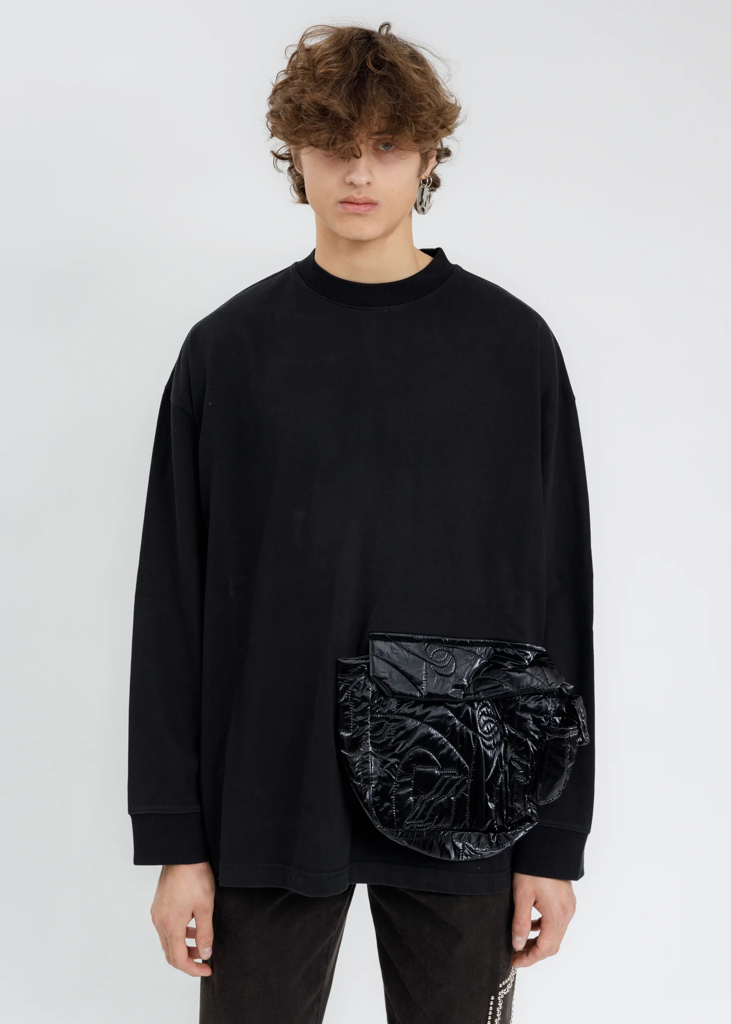 Black Oversize Cargo Pocket Long Sleeves