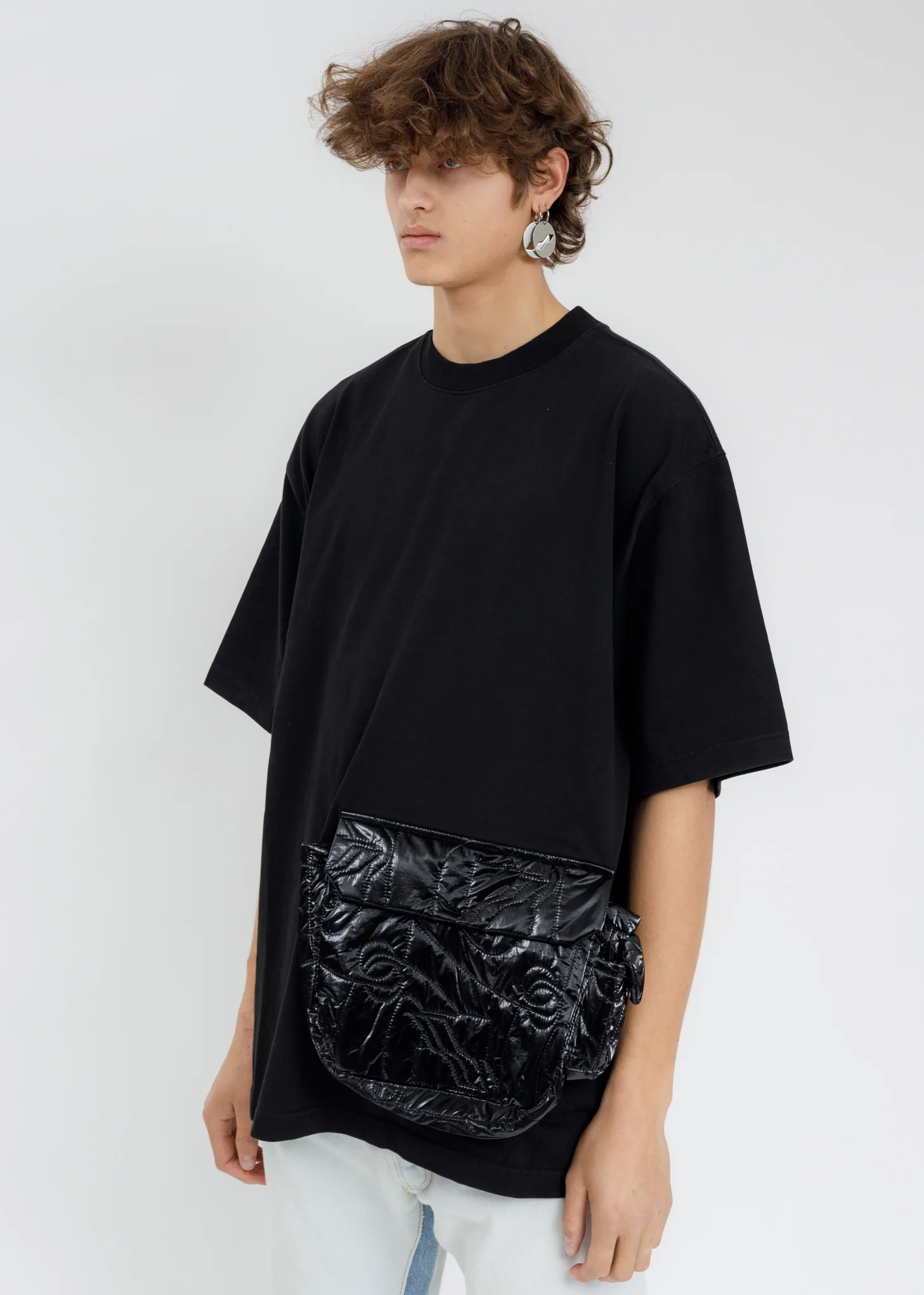 Black Oversize Cargo Pocket T-Shirt - Image 2