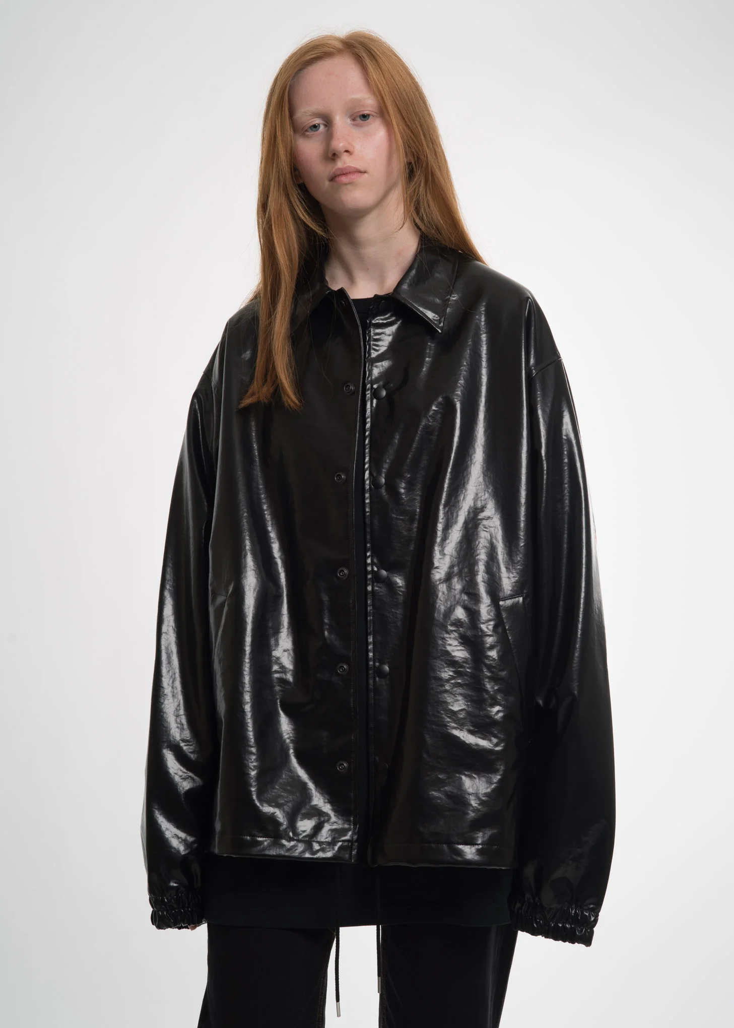 Black Oversized Coach Ribbed Jacket - Image 4