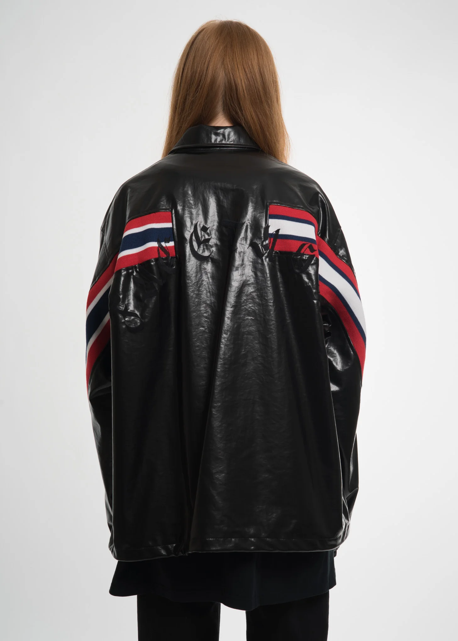 Black Oversized Coach Ribbed Jacket - Image 5