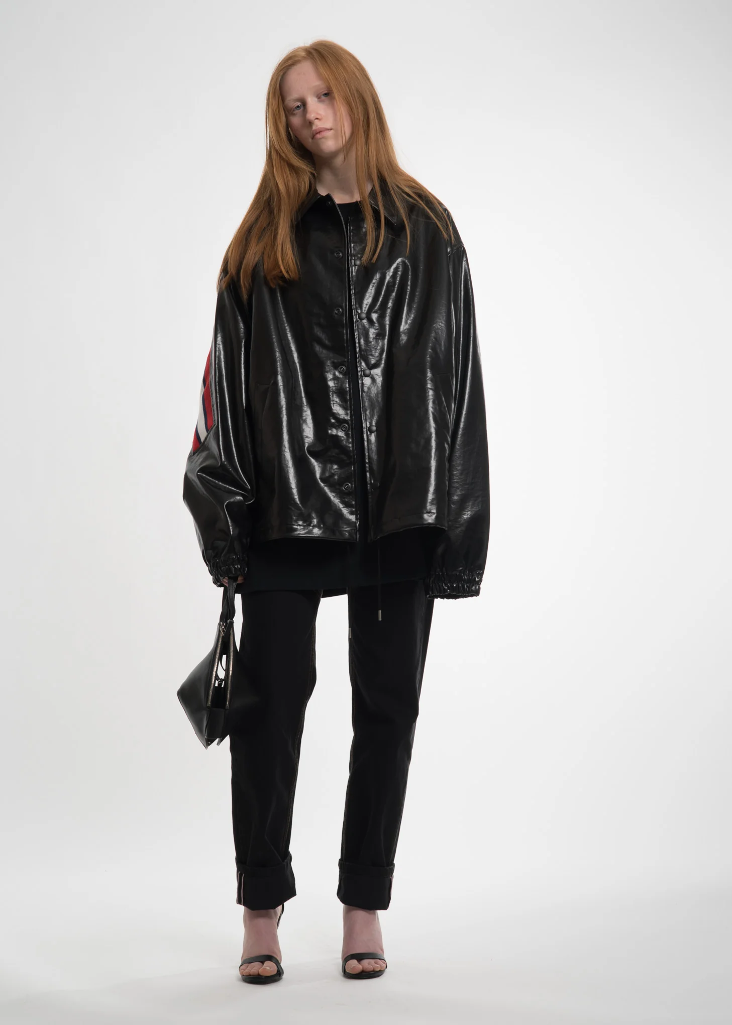 Black Oversized Coach Ribbed Jacket - Image 7