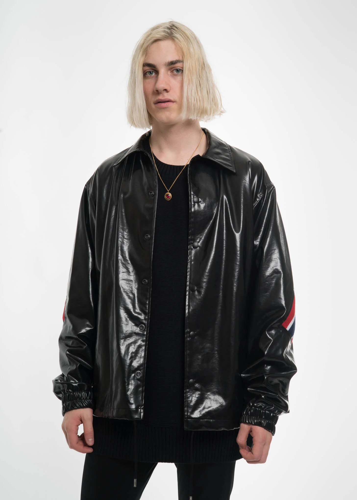 Black Oversized Coach Ribbed Jacket - Image 2