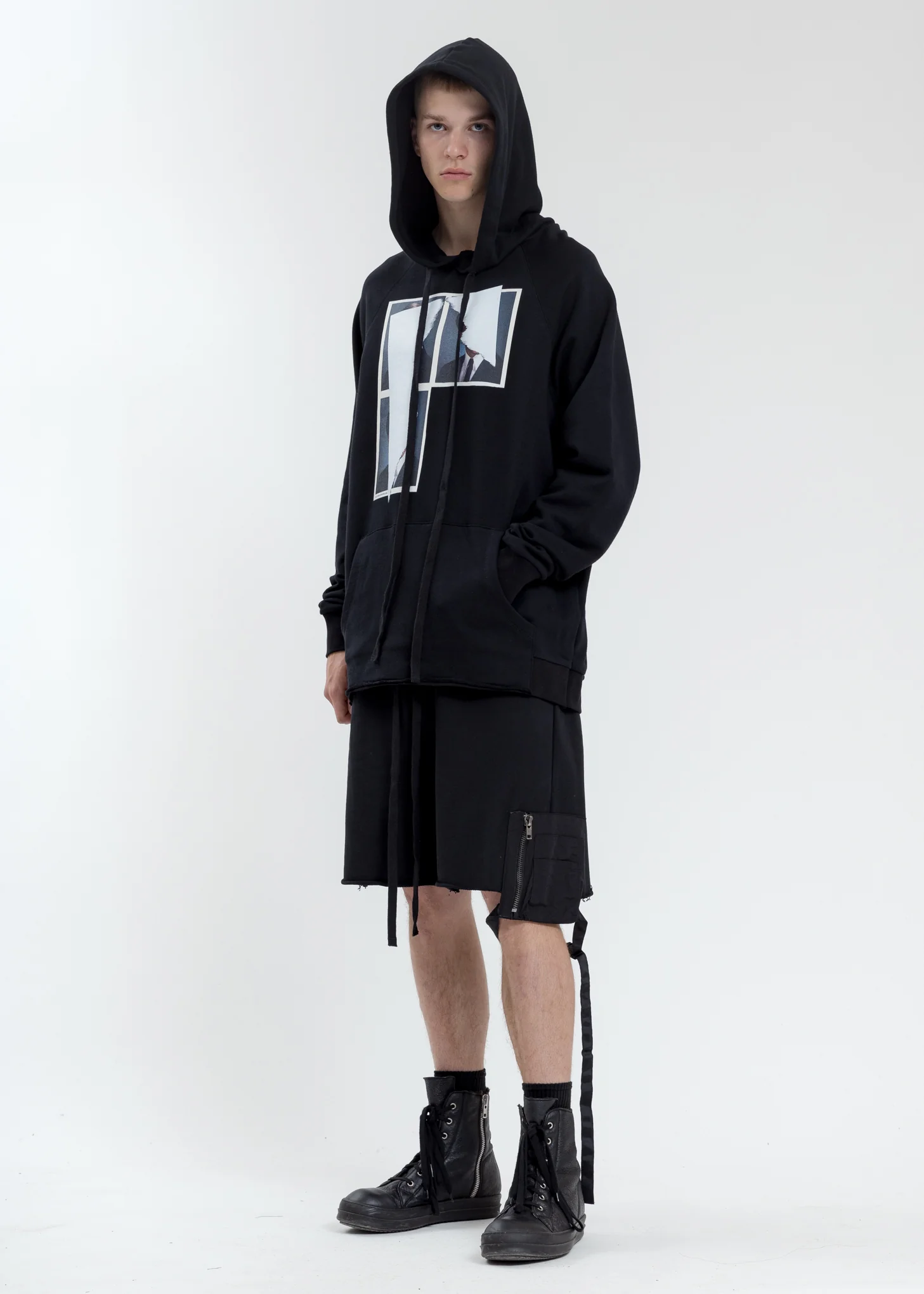 Black Oversized Hoodie  With Tape - Image 6