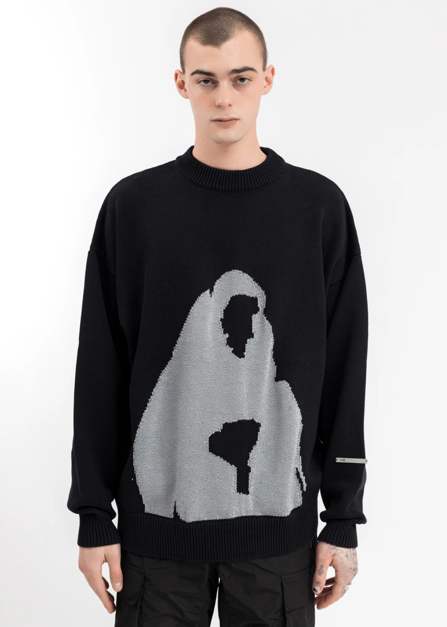 Black Oversized Knit Crewneck