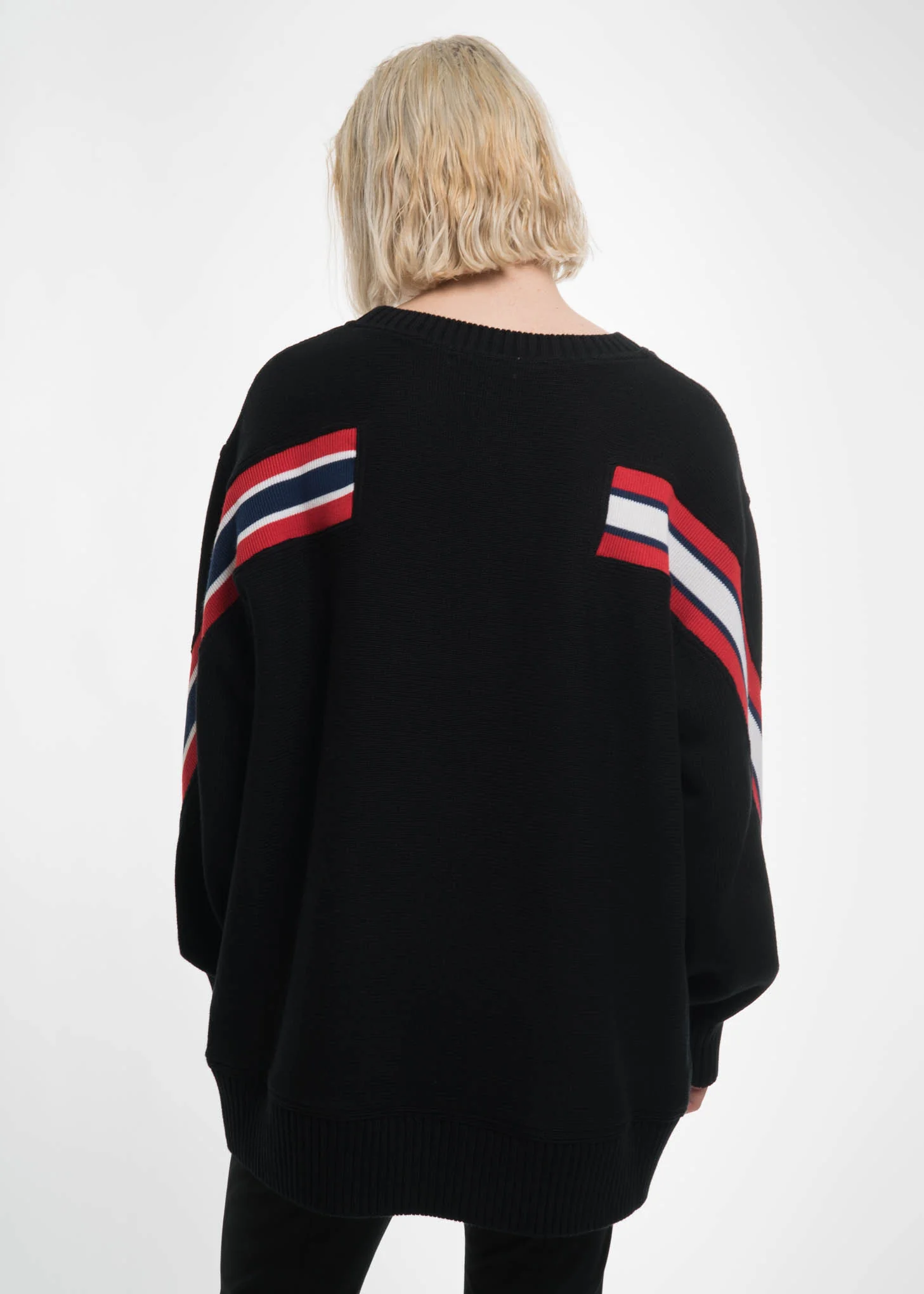 Black Oversized Knit Ribbed Sweater - Image 2