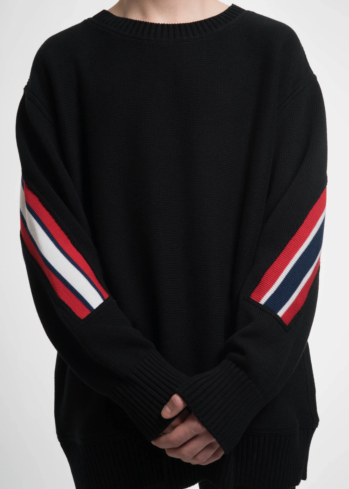 Black Oversized Knit Ribbed Sweater - Image 4