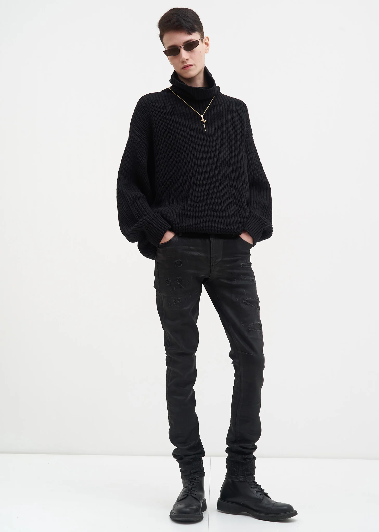 Black Oversized Night Vision Turtle Neck - Image 2